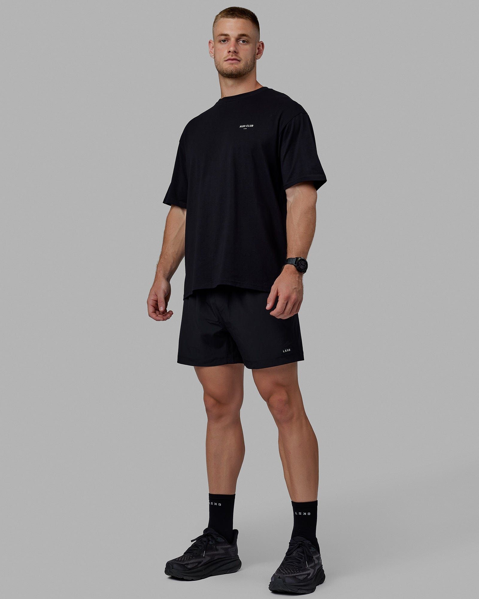 Unisex RUN–CLUB FLXCotton Tee Oversize - Black-White sold by LSKD product image thumbnail 3