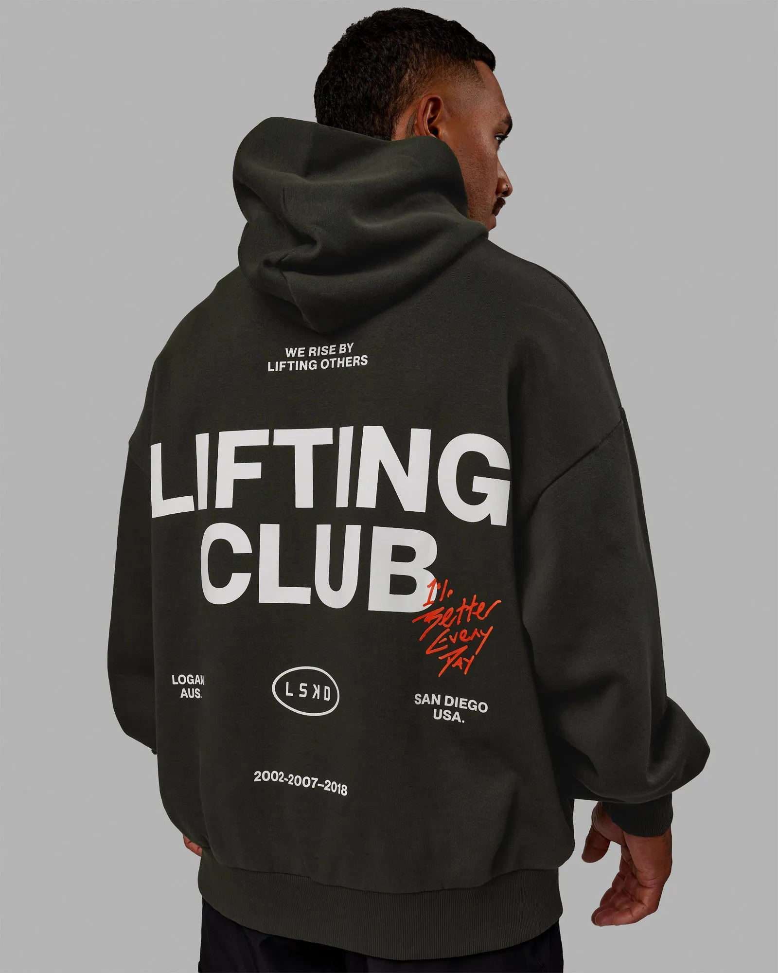 Unisex Lifting Club Hoodie Oversize - Pirate Black-Off White sold by LSKD product image thumbnail 2