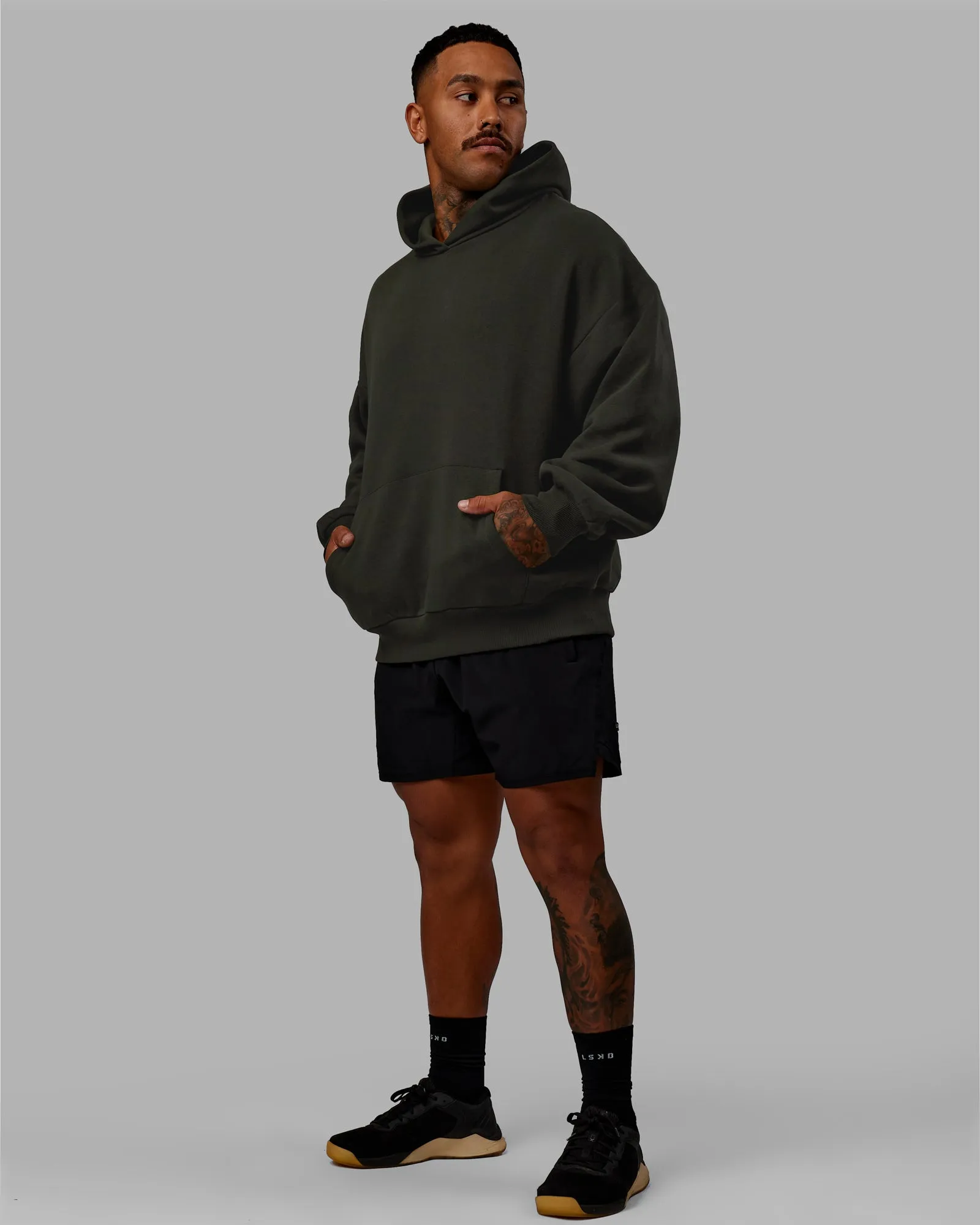 Unisex Lifting Club Hoodie Oversize - Pirate Black-Off White sold by LSKD product image thumbnail 4