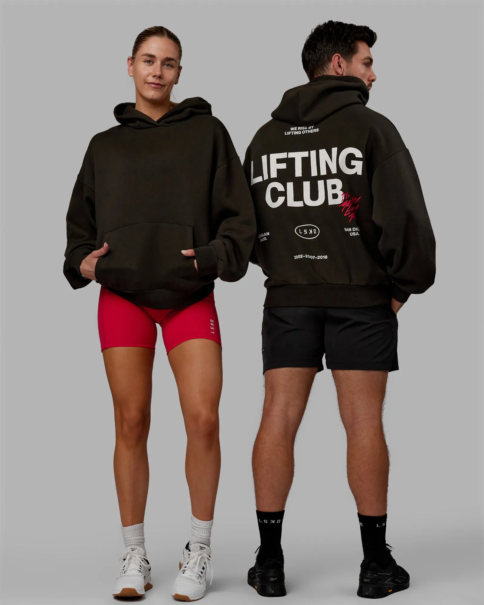 Unisex Lifting Club Hoodie Oversize - Pirate Black-Off White sold by LSKD