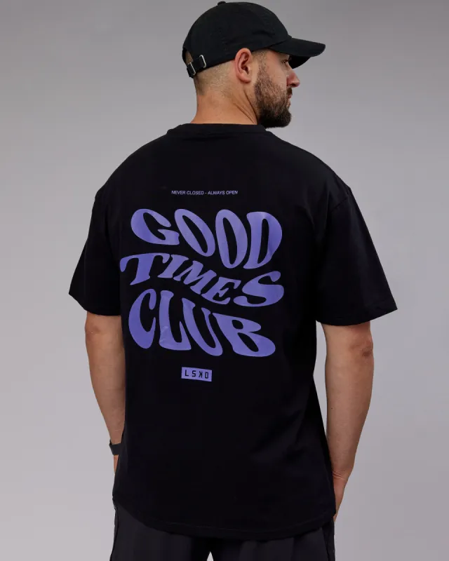 Unisex Good Times FLXCotton Tee Oversize - Black-Dahlia Purple sold by LSKD