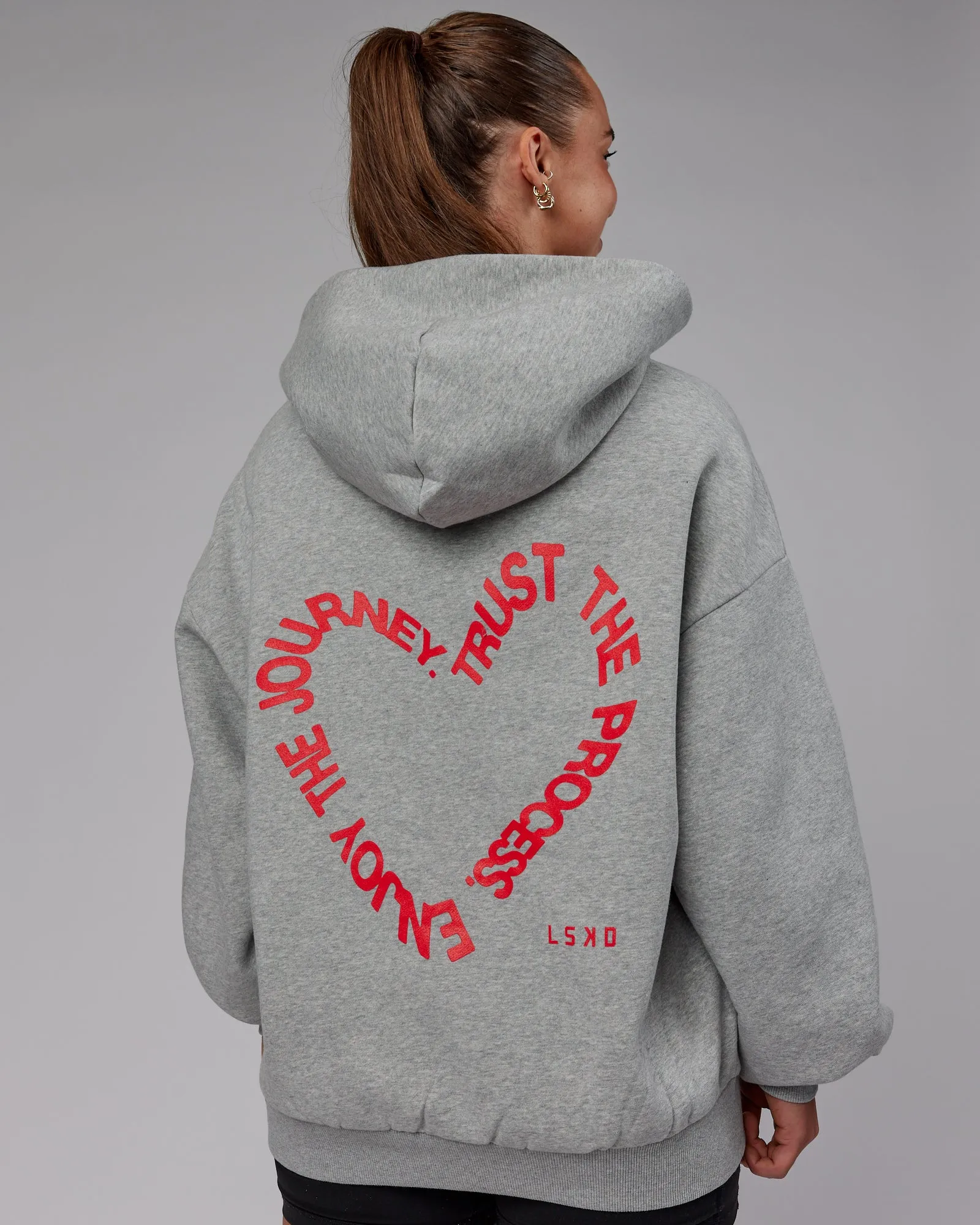 Unisex Love The Process Hoodie Oversize - Light Grey Marl-Pink sold by LSKD product image thumbnail 2