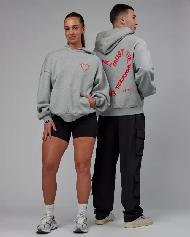 Unisex Love The Process Hoodie Oversize - Light Grey Marl-Pink sold by LSKD