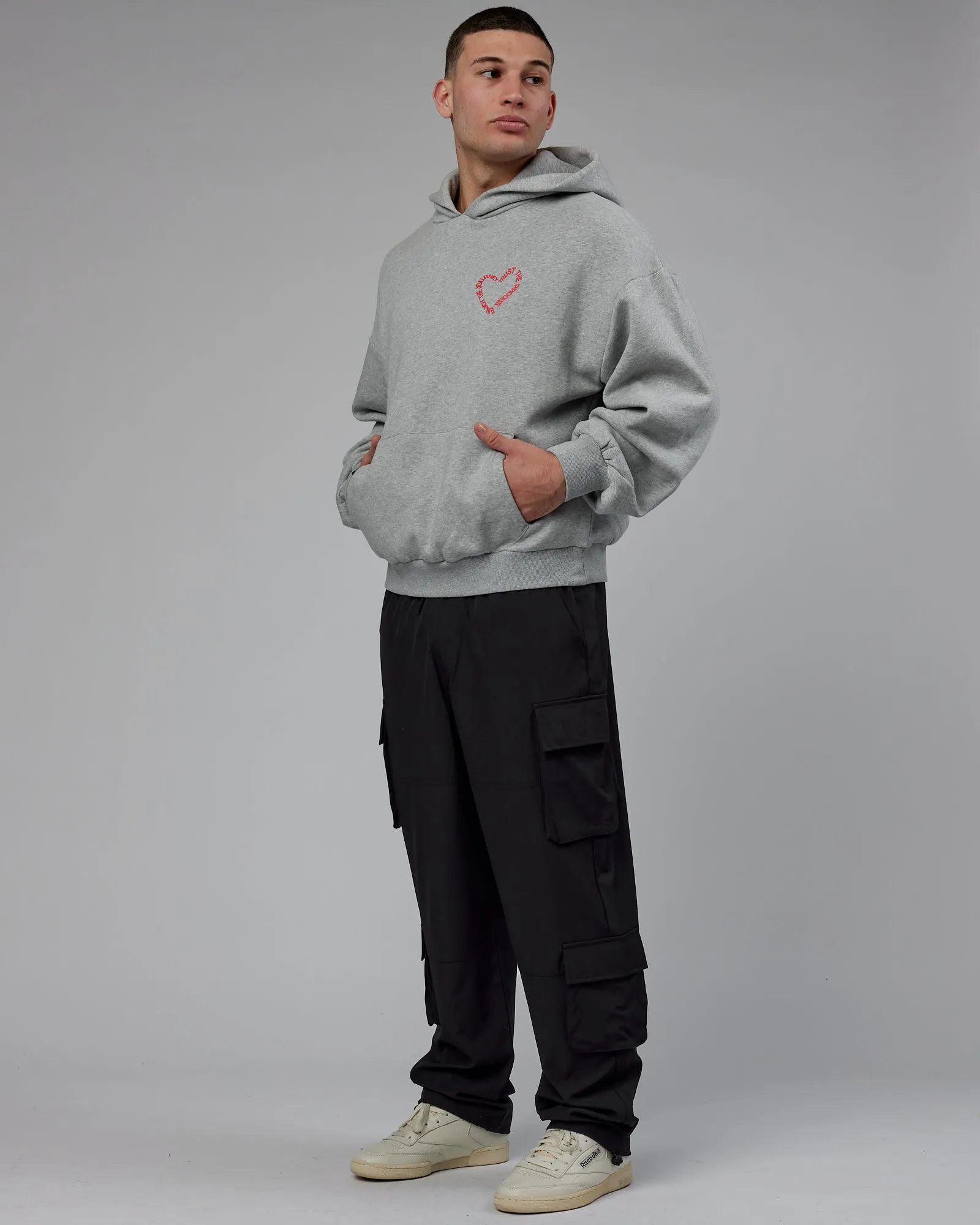 Unisex Love The Process Hoodie Oversize - Light Grey Marl-Pink sold by LSKD product image thumbnail 5