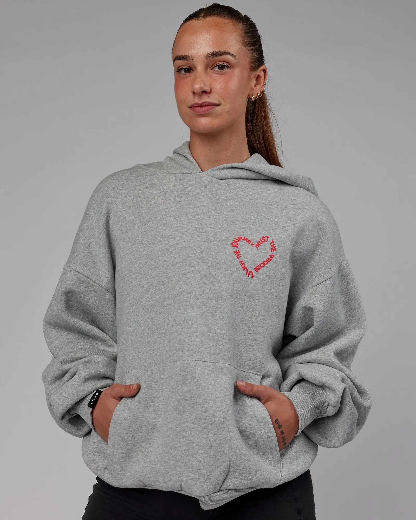 Unisex Love The Process Hoodie Oversize - Light Grey Marl-Pink sold by LSKD product image thumbnail 4