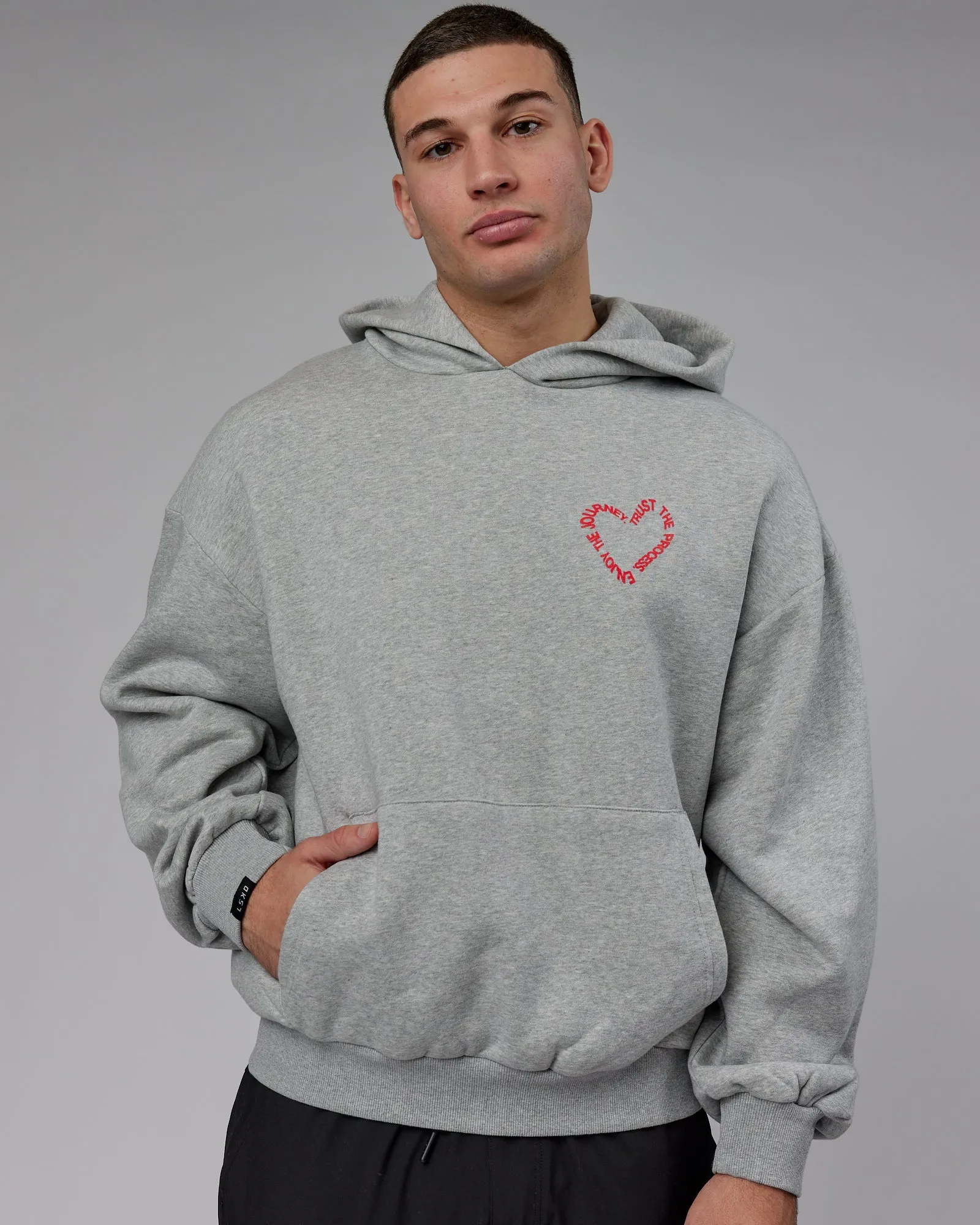 Unisex Love The Process Hoodie Oversize - Light Grey Marl-Pink sold by LSKD product image thumbnail 3