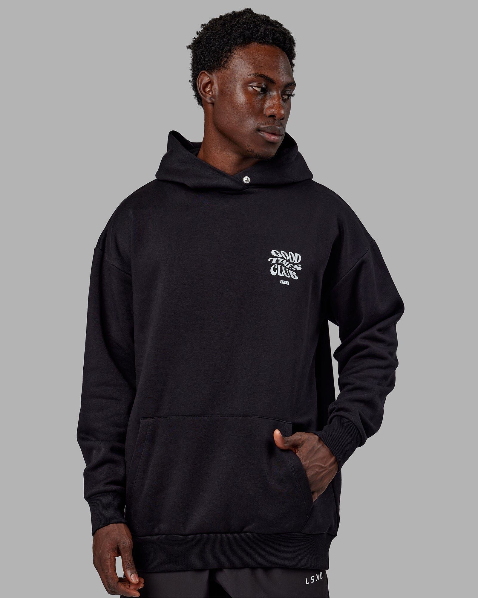 Unisex Good Times Hoodie Oversize - Black-White sold by LSKD product image thumbnail 4