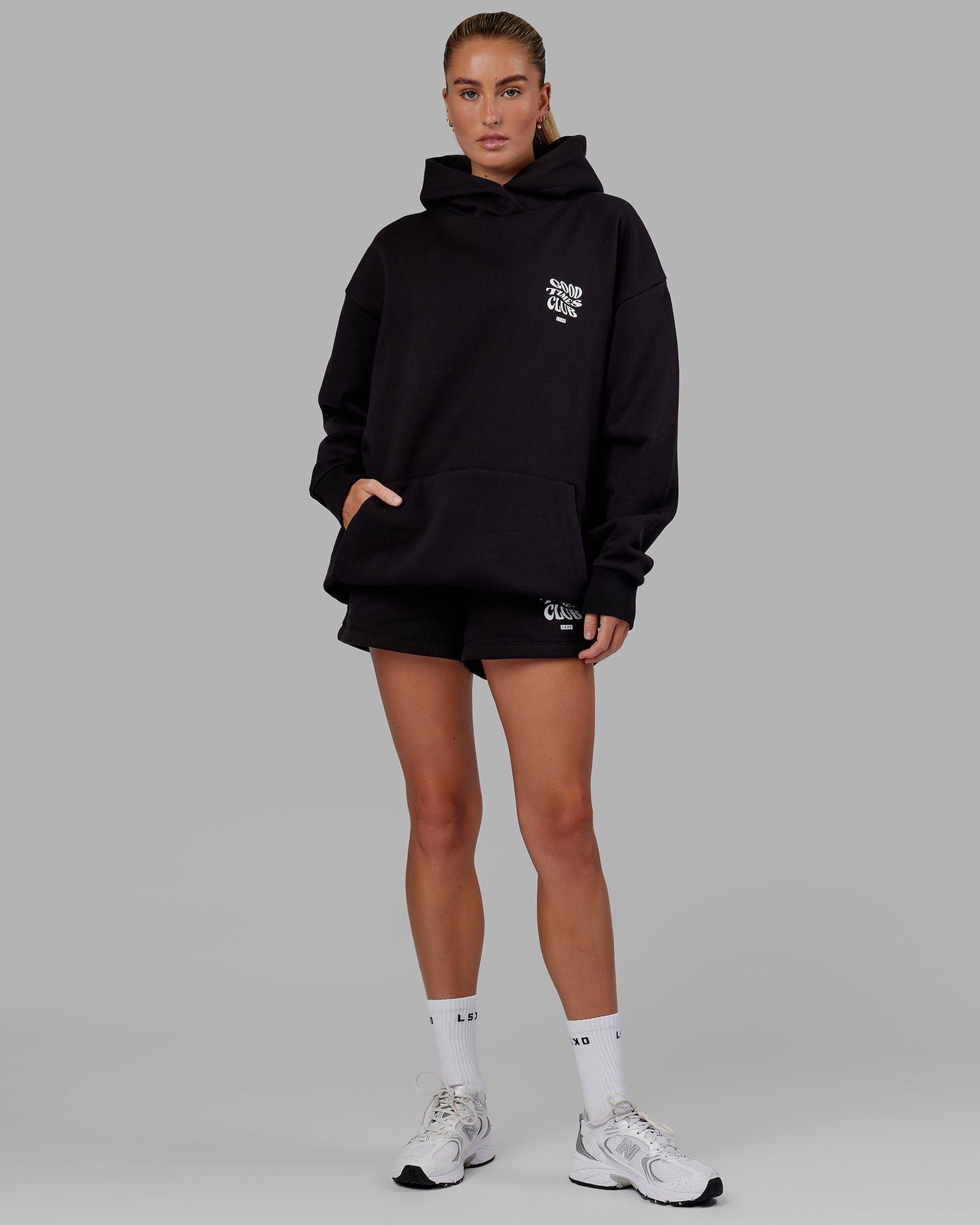 Unisex Good Times Hoodie Oversize - Black-White sold by LSKD product image thumbnail 5