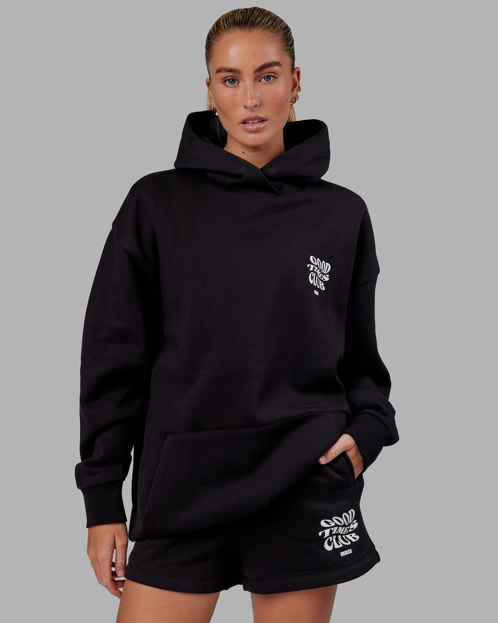 Unisex Good Times Hoodie Oversize - Black-White sold by LSKD product image thumbnail 3