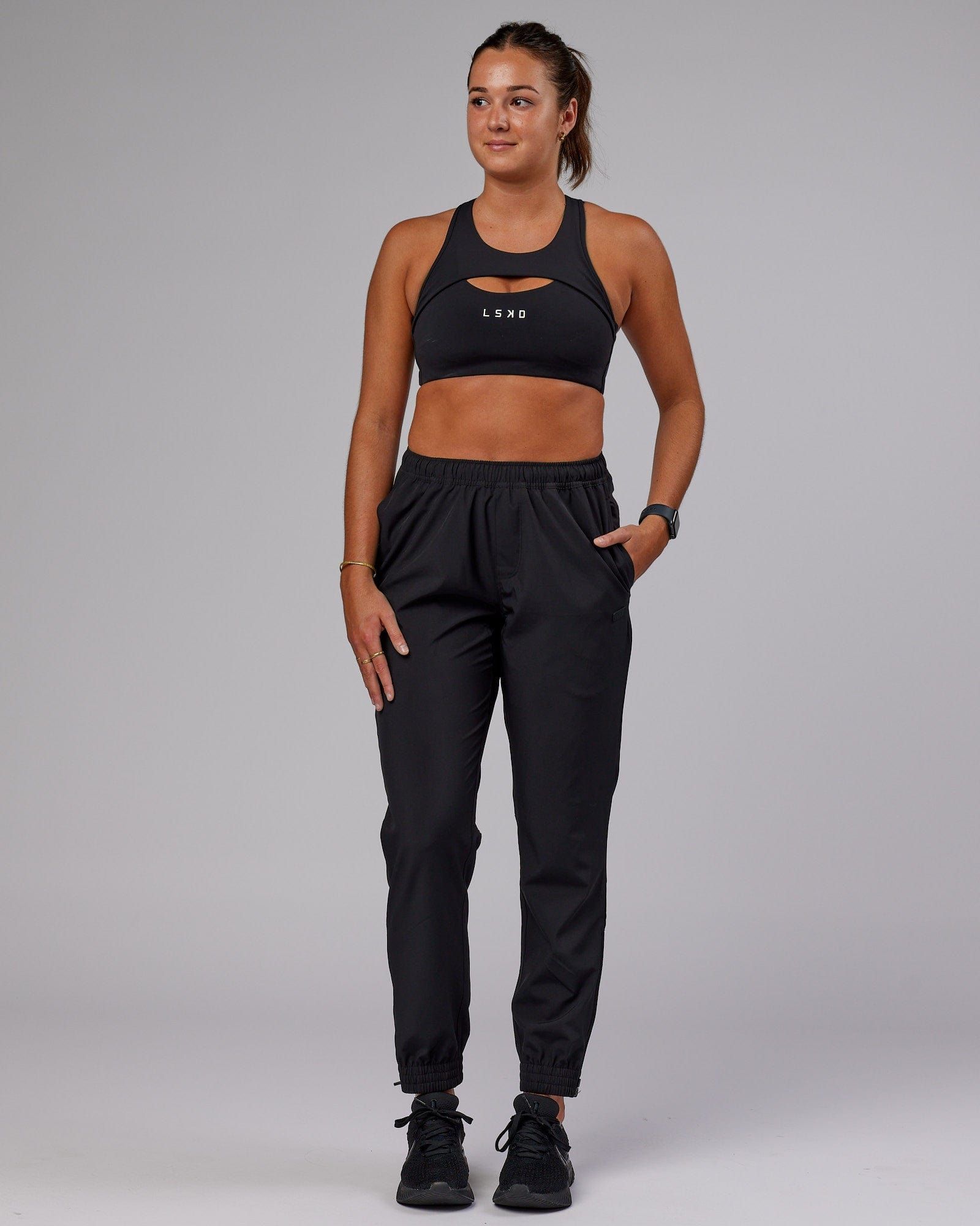 Warm Up Zip Cuff Performance Joggers - Black sold by LSKD product image thumbnail 3