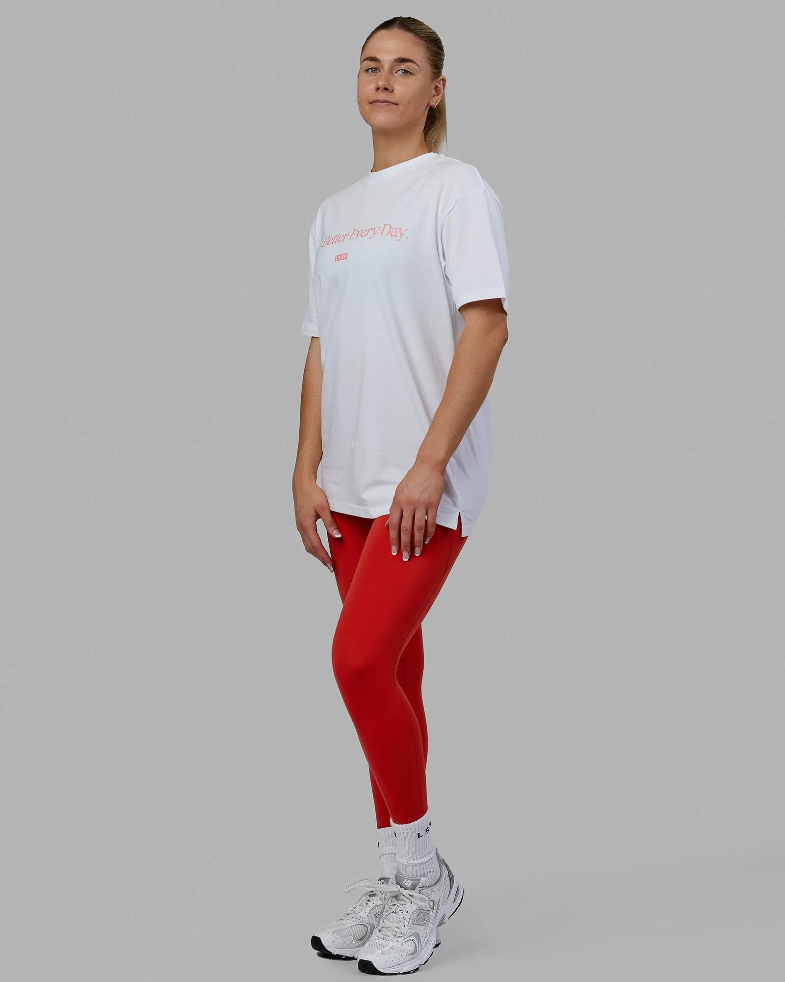 Unisex 1% Better FLXCotton Tee Oversize - White-Coral sold by LSKD product image thumbnail 5