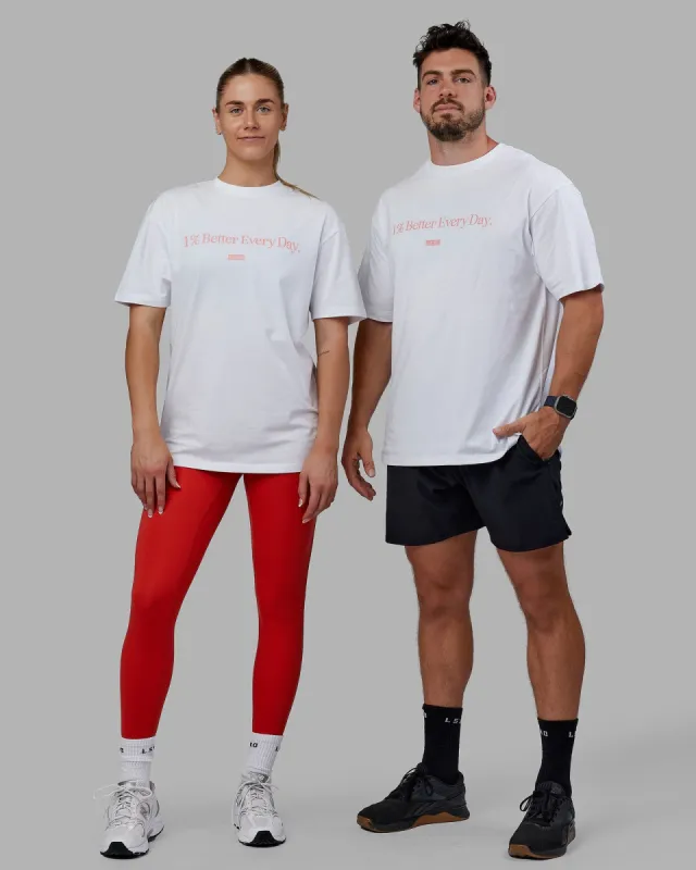 Unisex 1% Better FLXCotton Tee Oversize - White-Coral sold by LSKD