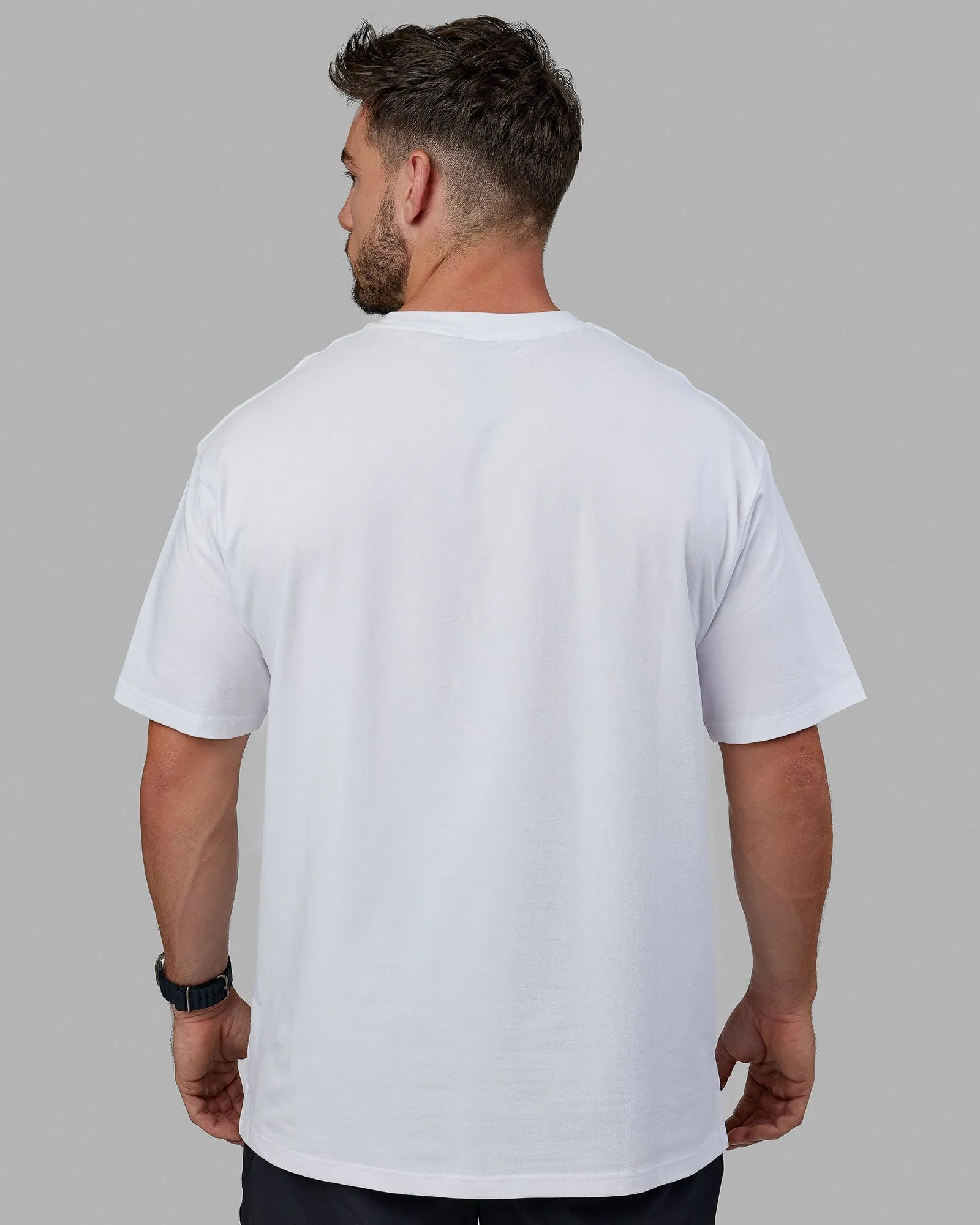 Unisex 1% Better FLXCotton Tee Oversize - White-Coral sold by LSKD product image thumbnail 4