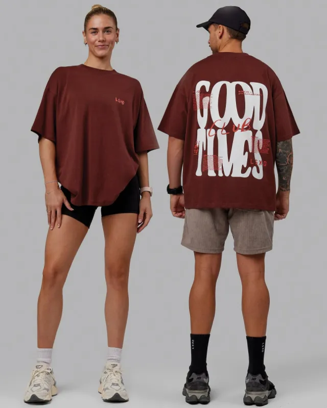 Unisex Good Times Club 2.0 Heavyweight Tee Oversize - Cappuccino-White sold by LSKD