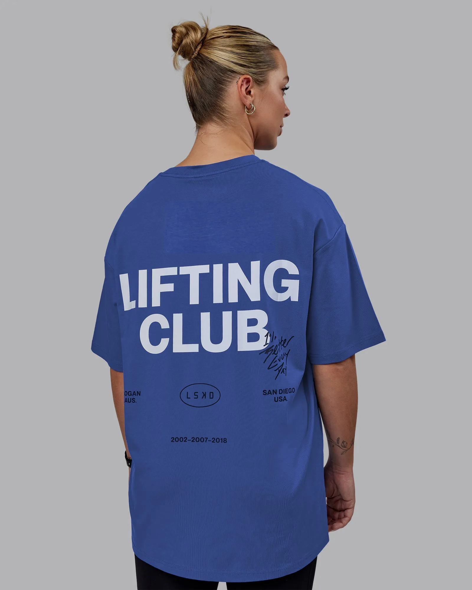 Unisex Lifting Club FLXCotton Tee Oversize - Power Cobalt-White sold by LSKD product image thumbnail 2