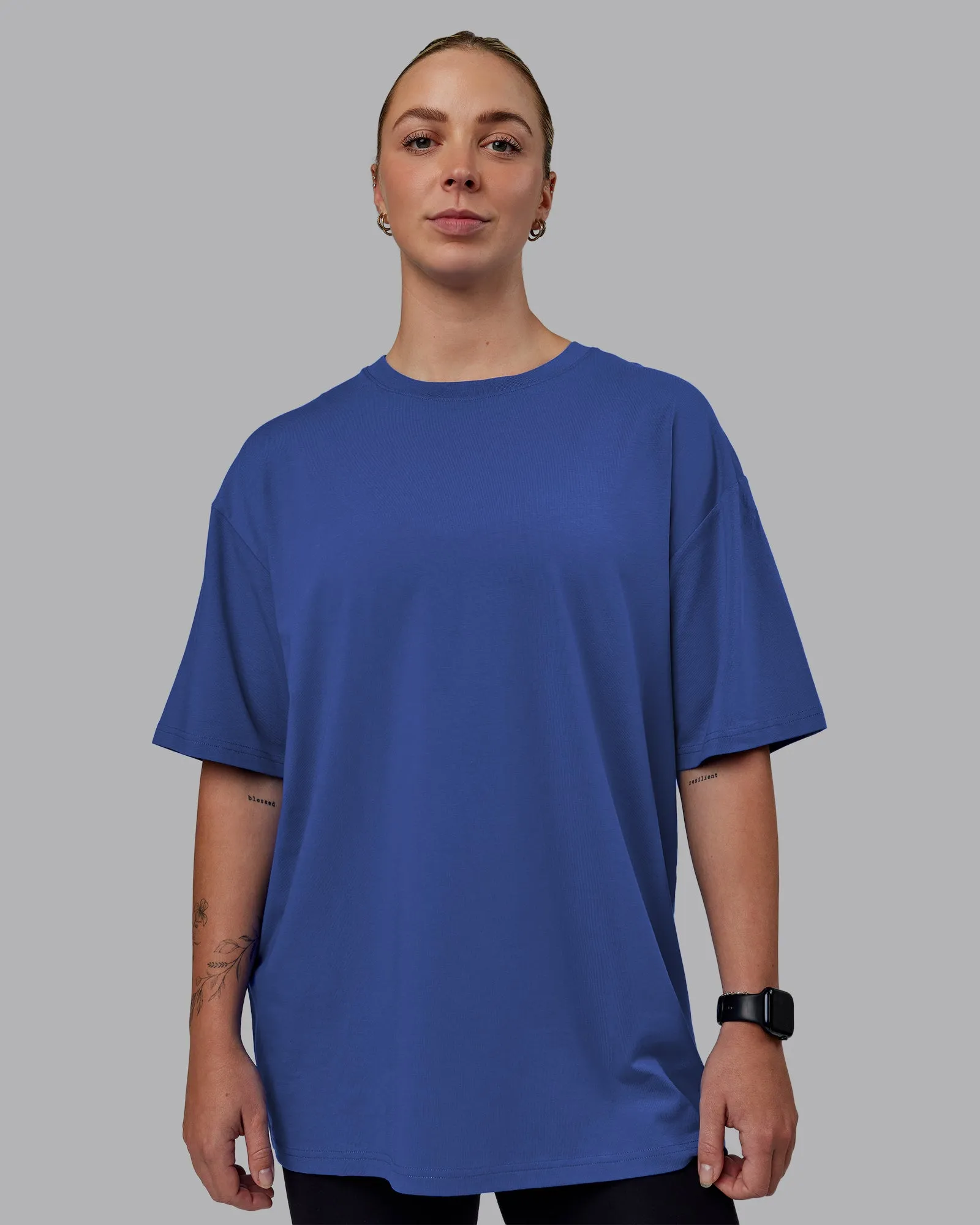 Unisex Lifting Club FLXCotton Tee Oversize - Power Cobalt-White sold by LSKD product image thumbnail 4
