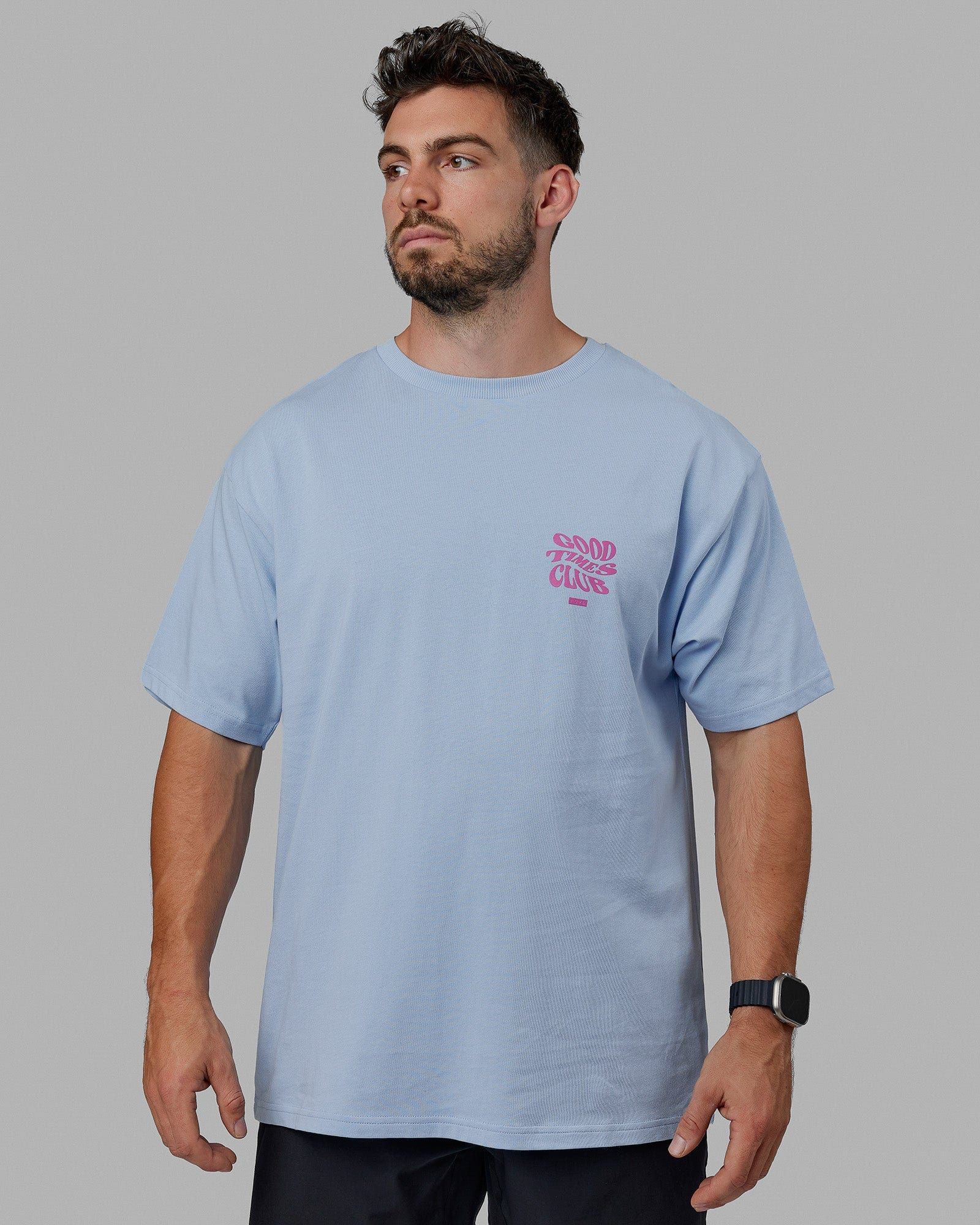Unisex Good Times Heavyweight Tee Oversize - Windsurfer-Spark Pink sold by LSKD product image thumbnail 3