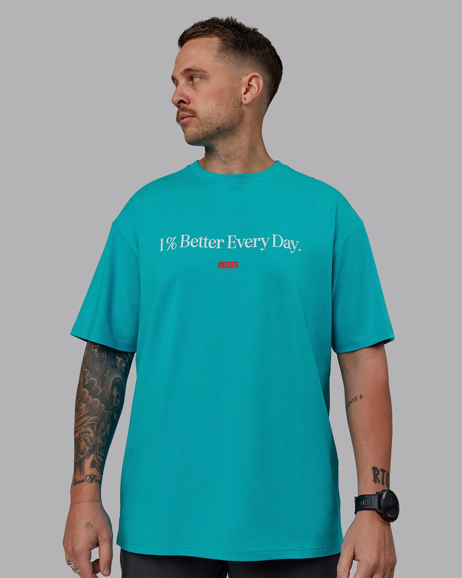 Unisex 1% Better FLXCotton Tee Oversize - Blue Bird-White sold by LSKD product image thumbnail 3