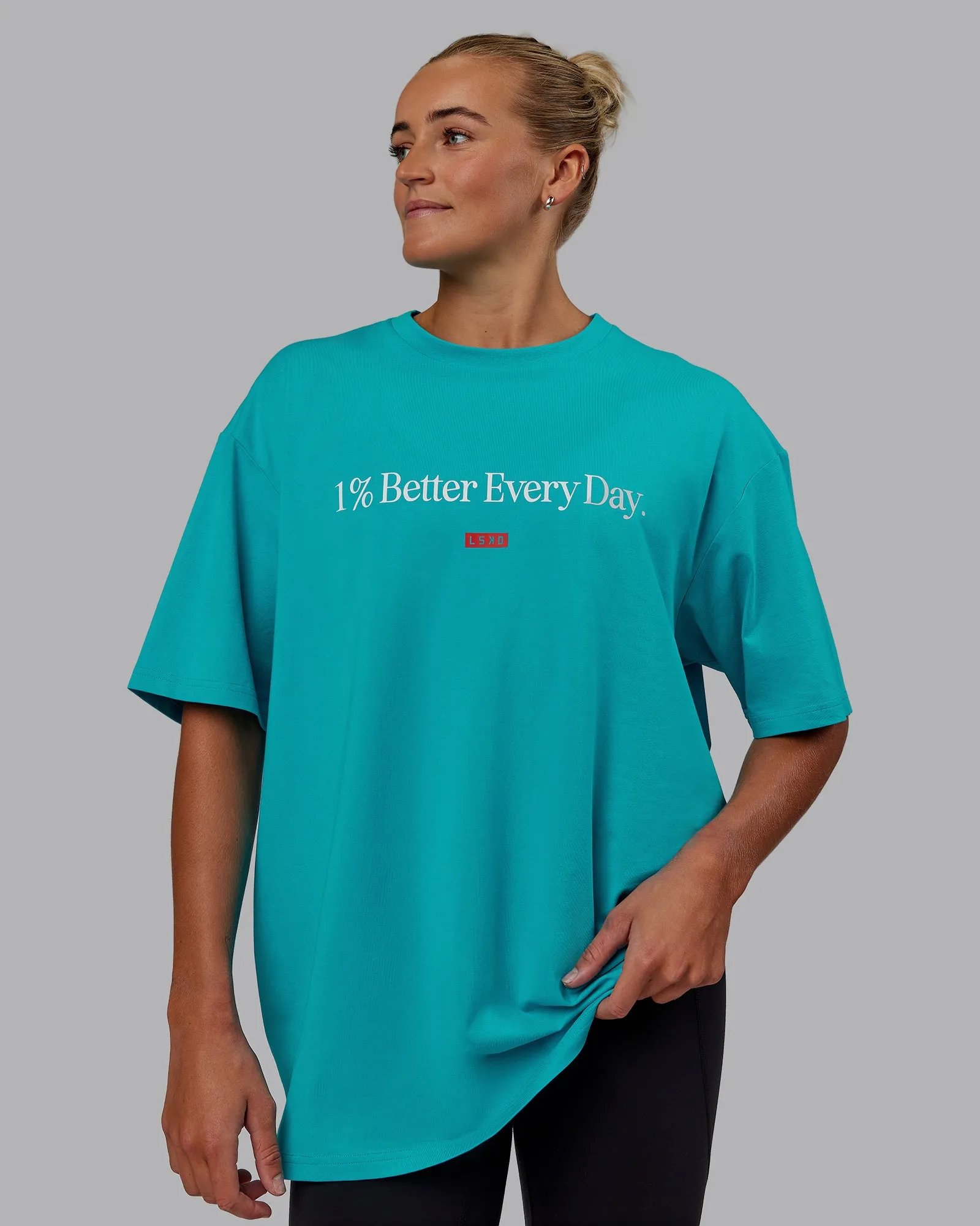 Unisex 1% Better FLXCotton Tee Oversize - Blue Bird-White sold by LSKD product image thumbnail 5