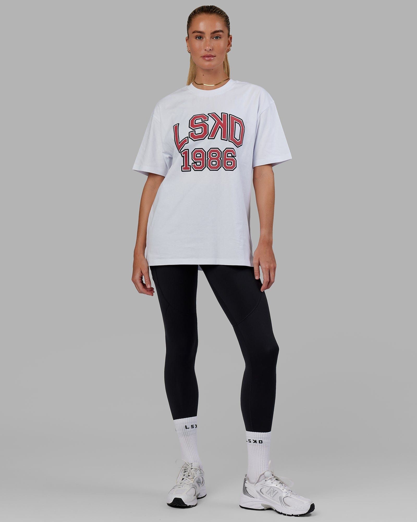 Unisex Alumni Heavyweight Tee Oversize - White-Red sold by LSKD product image thumbnail 5