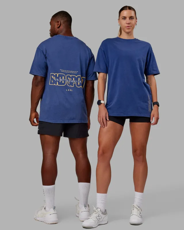 Unisex Washed Urban Heavyweight Tee Oversize - Galactic Blue-Vibrant Yellow made by LSKD