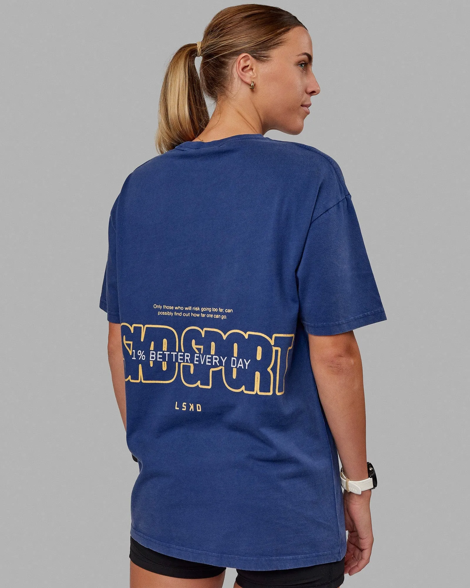 Unisex Washed Urban Heavyweight Tee Oversize - Galactic Blue-Vibrant Yellow sold by LSKD product image thumbnail 2