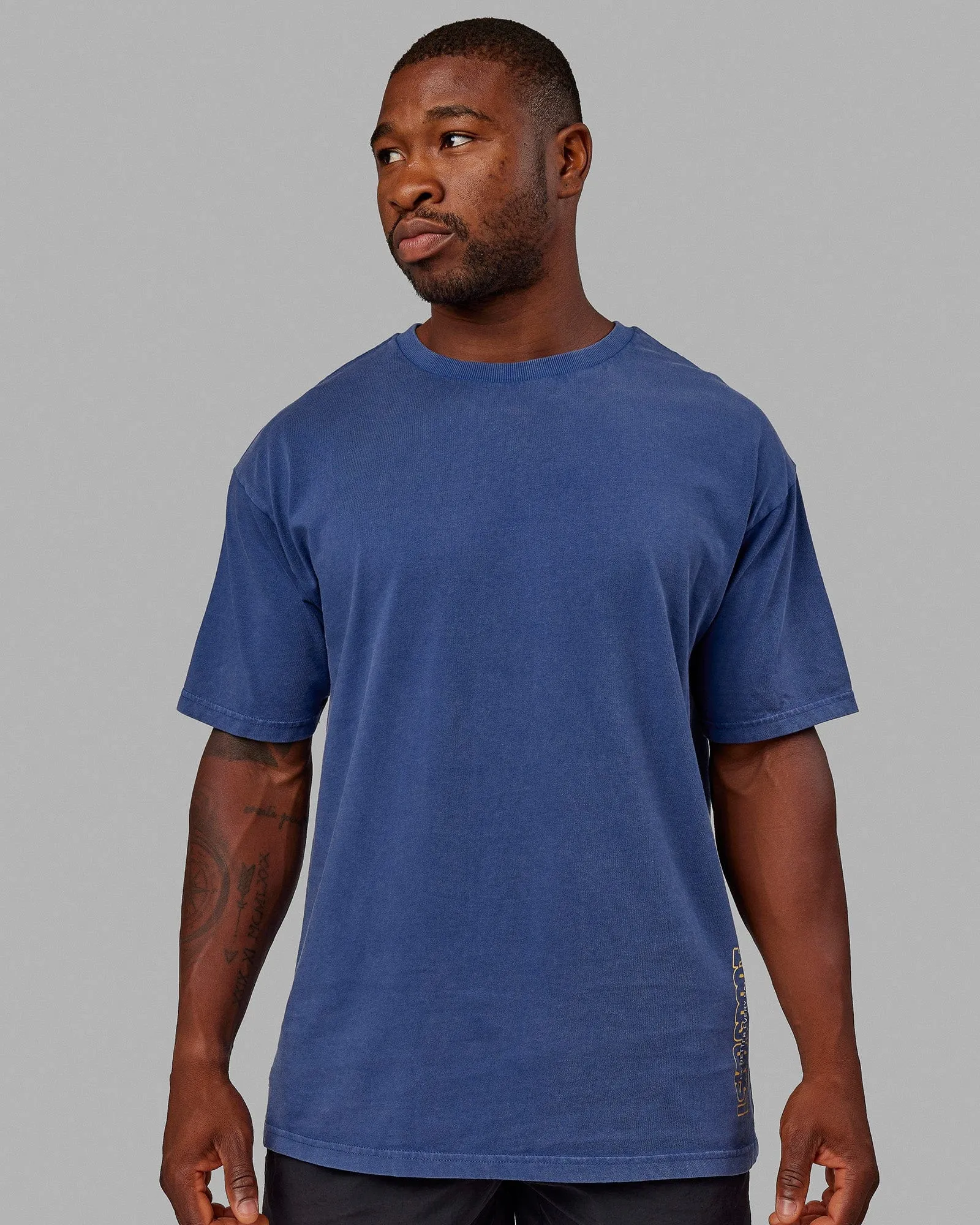 Unisex Washed Urban Heavyweight Tee Oversize - Galactic Blue-Vibrant Yellow sold by LSKD product image thumbnail 3