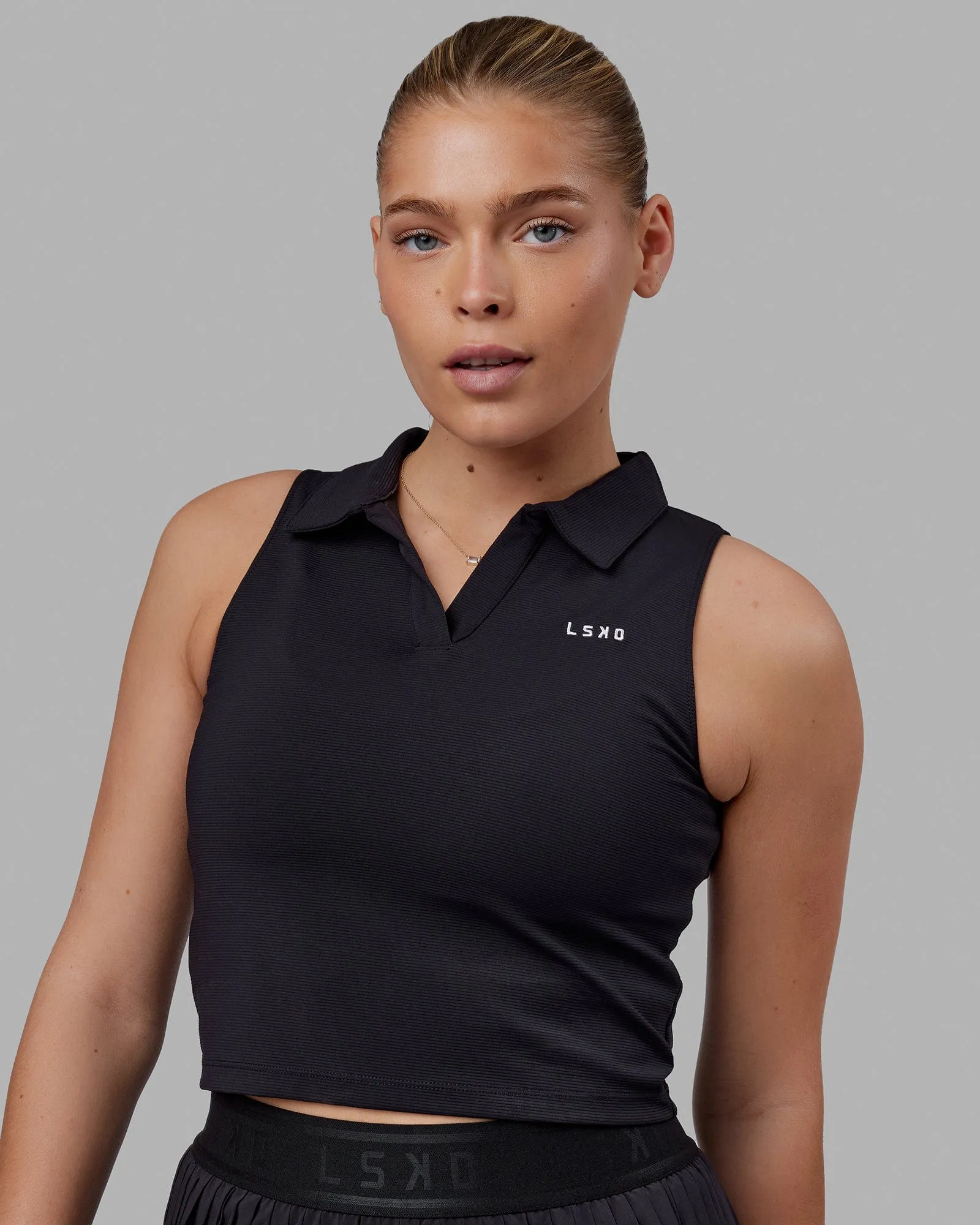 Fairway Collared Tank - Black sold by LSKD