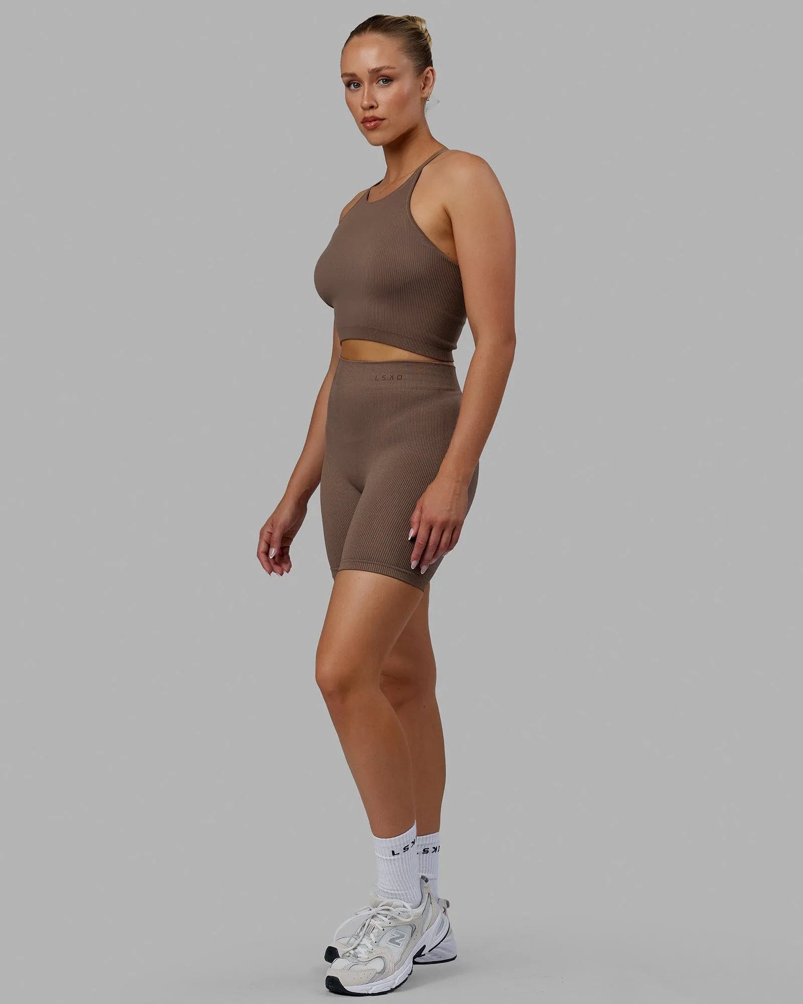 Minimal Seamless Crop Ribbed Tank - Deep Taupe sold by LSKD product image thumbnail 2