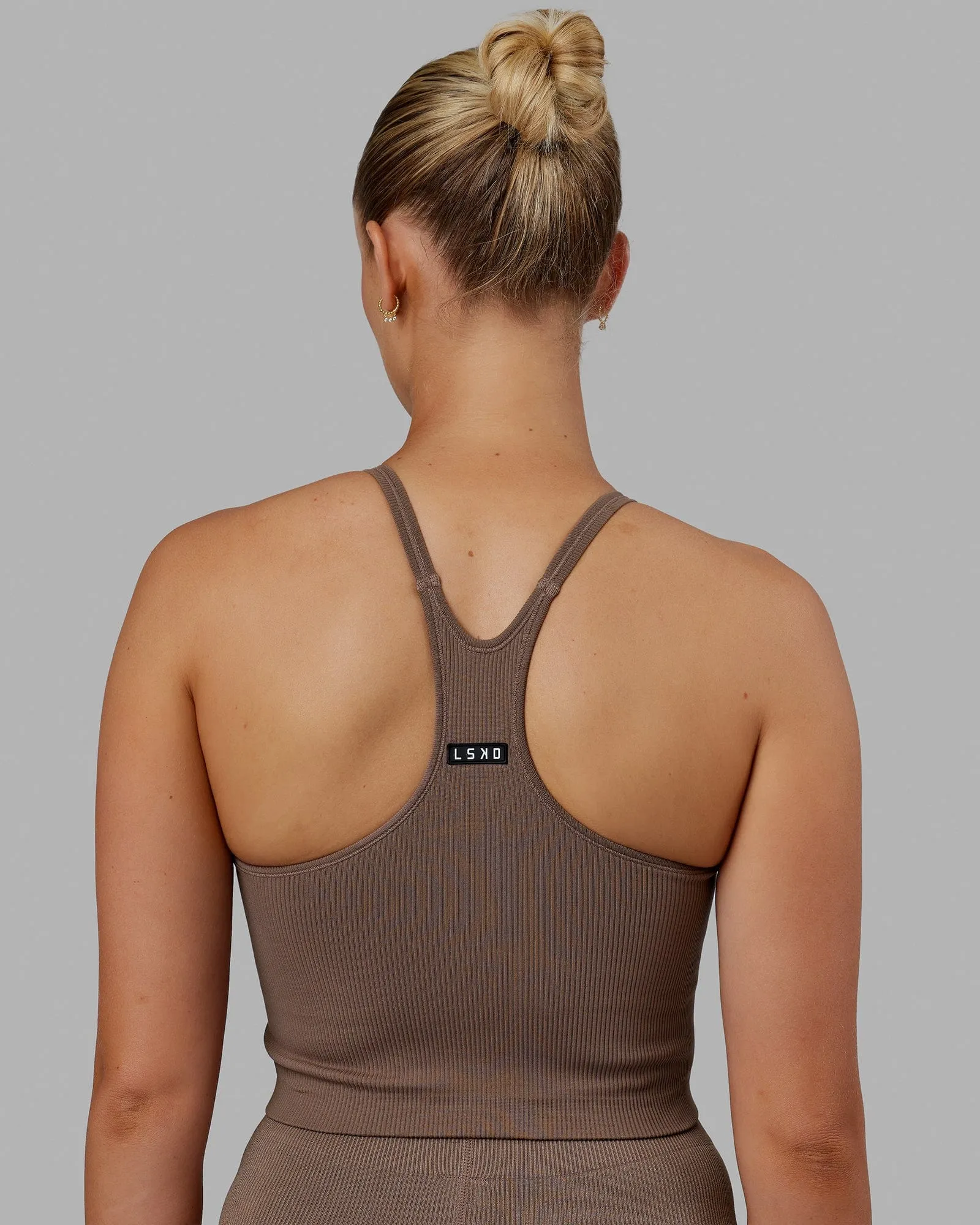Minimal Seamless Crop Ribbed Tank - Deep Taupe sold by LSKD product image thumbnail 3