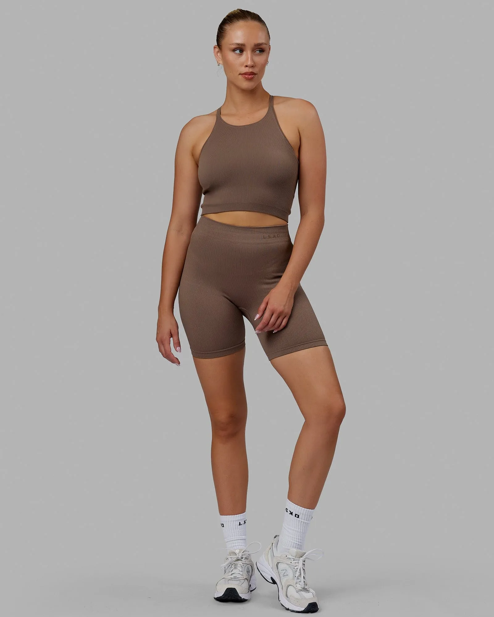 Minimal Seamless Crop Ribbed Tank - Deep Taupe sold by LSKD product image thumbnail 4