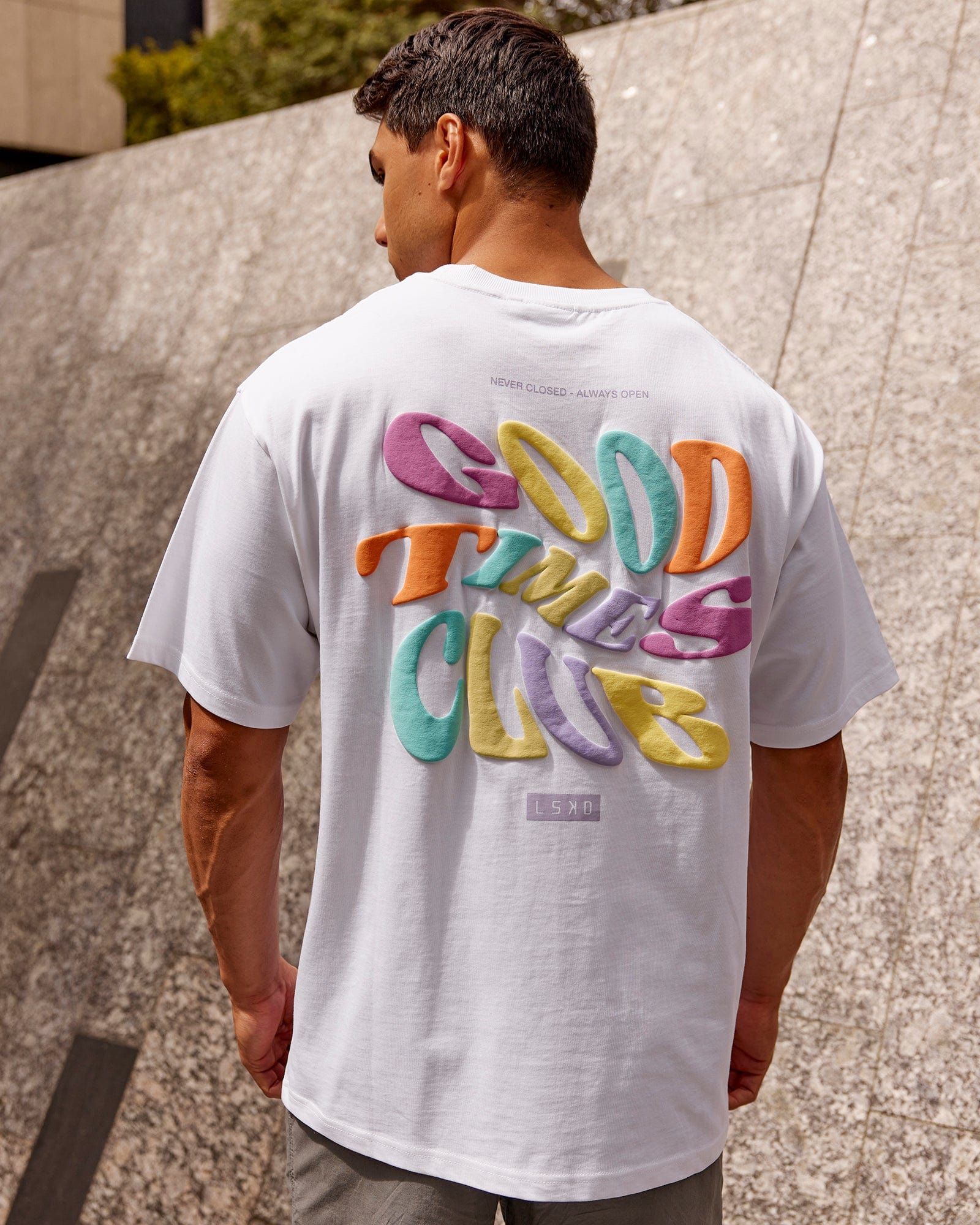 Unisex Good Times Heavyweight Tee Oversize - White-Multi sold by LSKD product image thumbnail 2