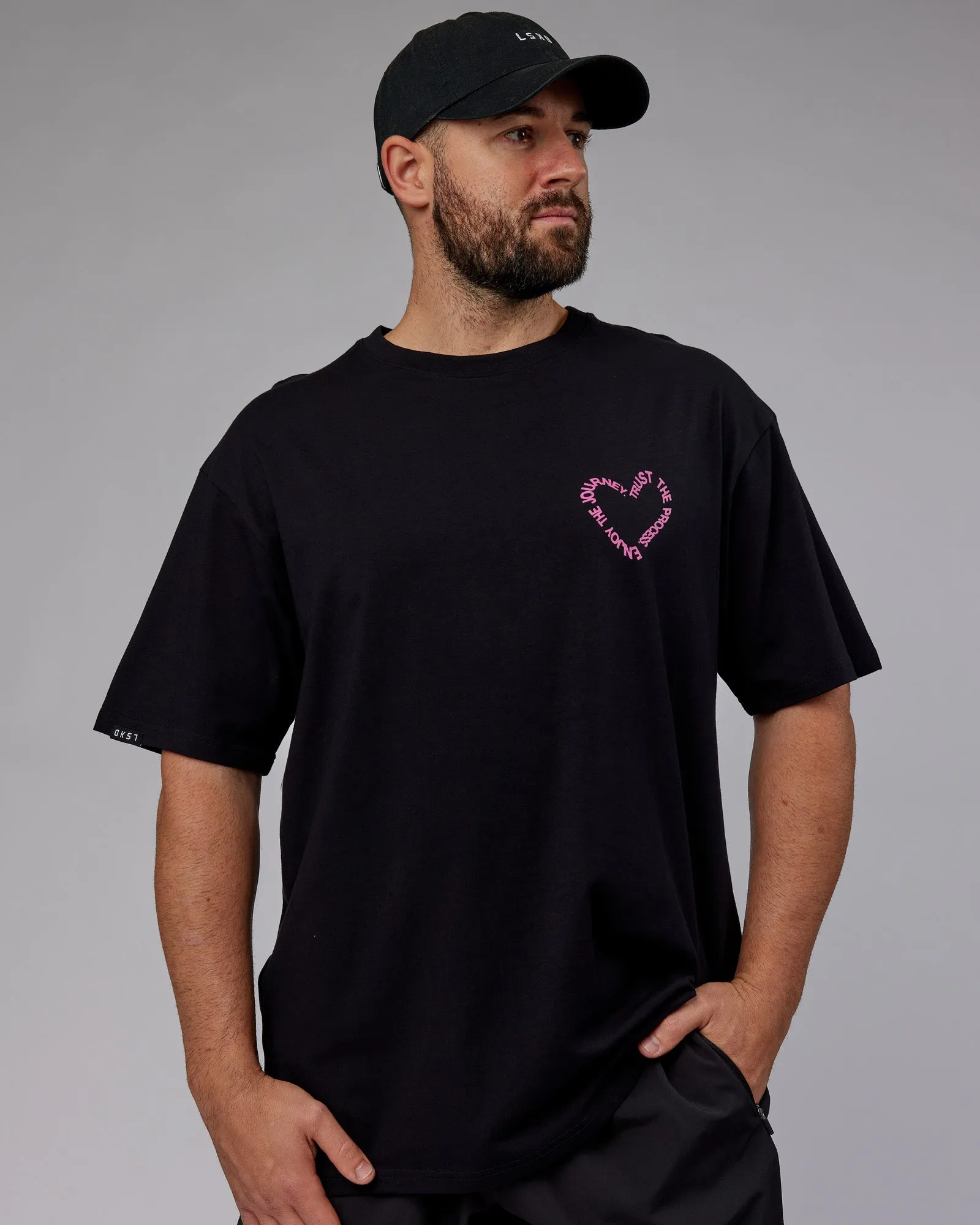 Unisex Love The Process FLXCotton Tee Oversize - Black-Mauve Haze sold by LSKD product image thumbnail 3