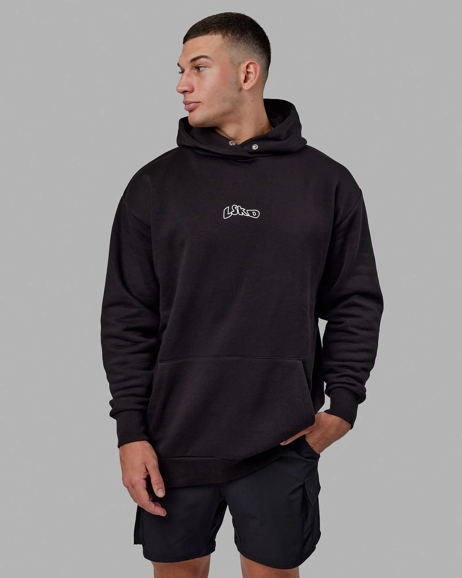 Unisex Mad Happy Hoodie Oversize - Black sold by LSKD product image thumbnail 5