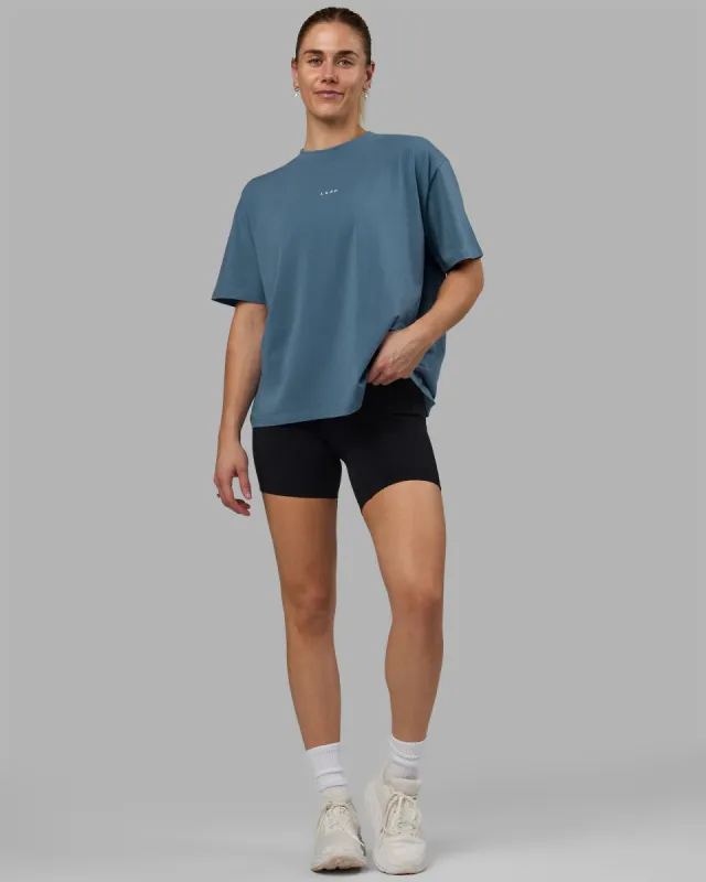 Go-To FLXCotton Oversized Tee - Elemental Blue-White sold by LSKD