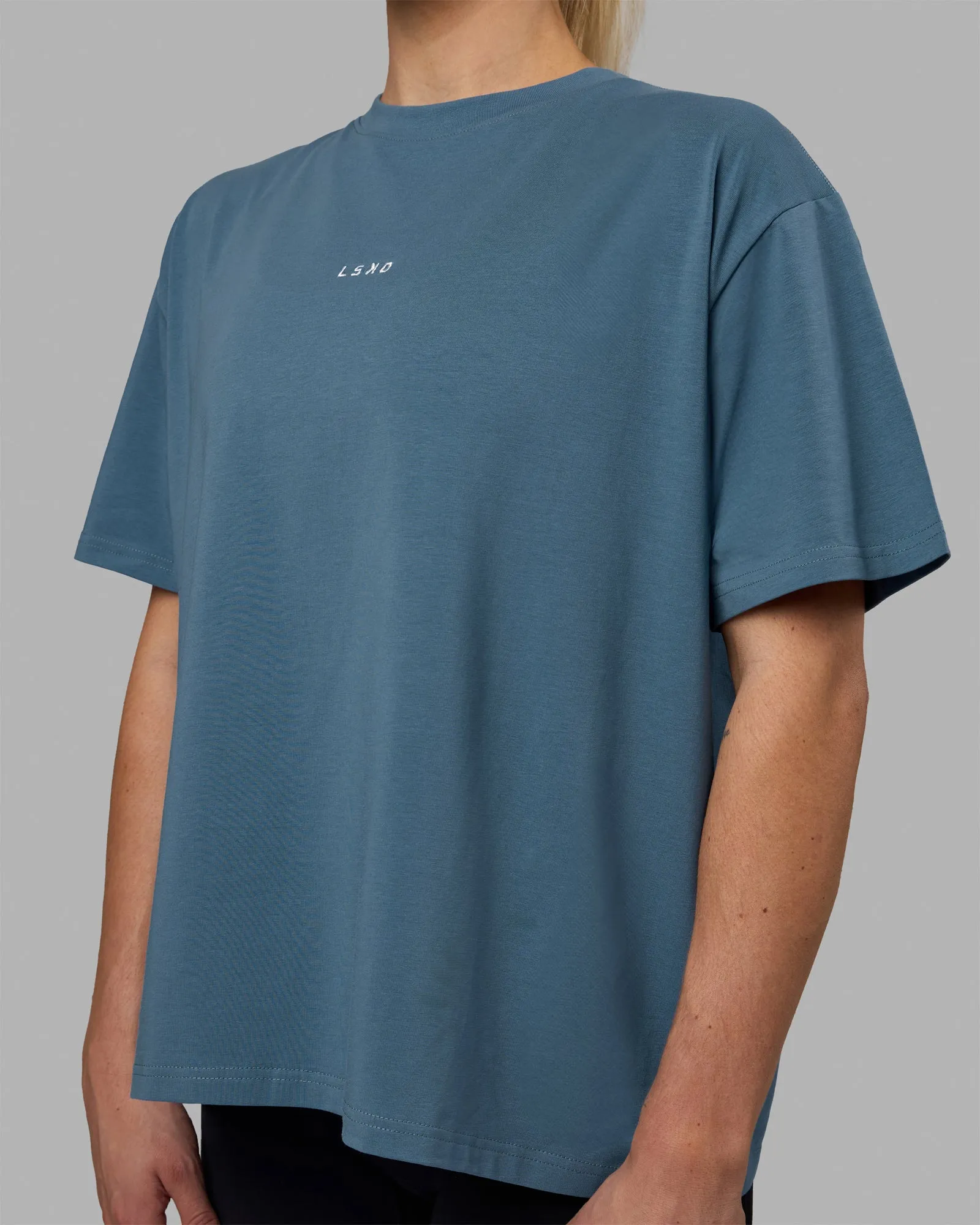 Go-To FLXCotton Oversized Tee - Elemental Blue-White sold by LSKD product image thumbnail 5