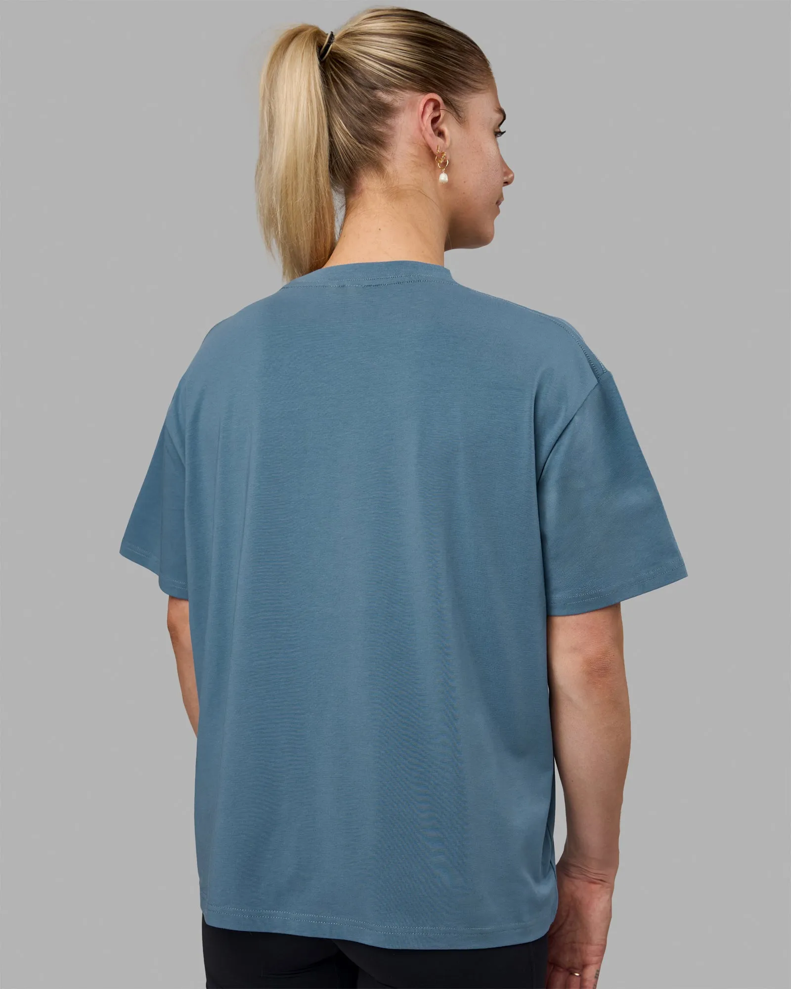 Go-To FLXCotton Oversized Tee - Elemental Blue-White sold by LSKD product image thumbnail 4