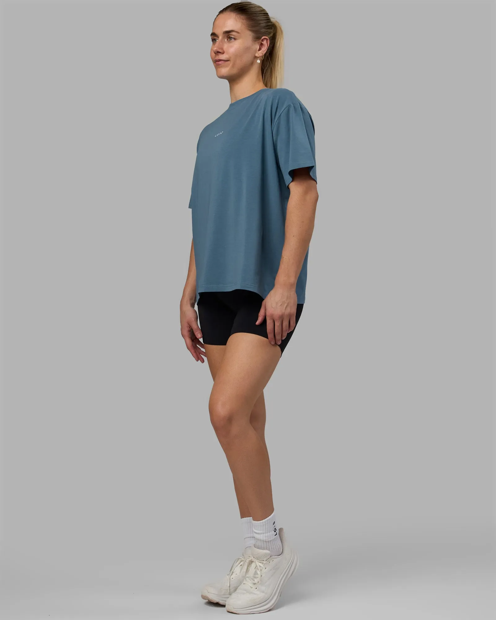 Go-To FLXCotton Oversized Tee - Elemental Blue-White sold by LSKD product image thumbnail 3