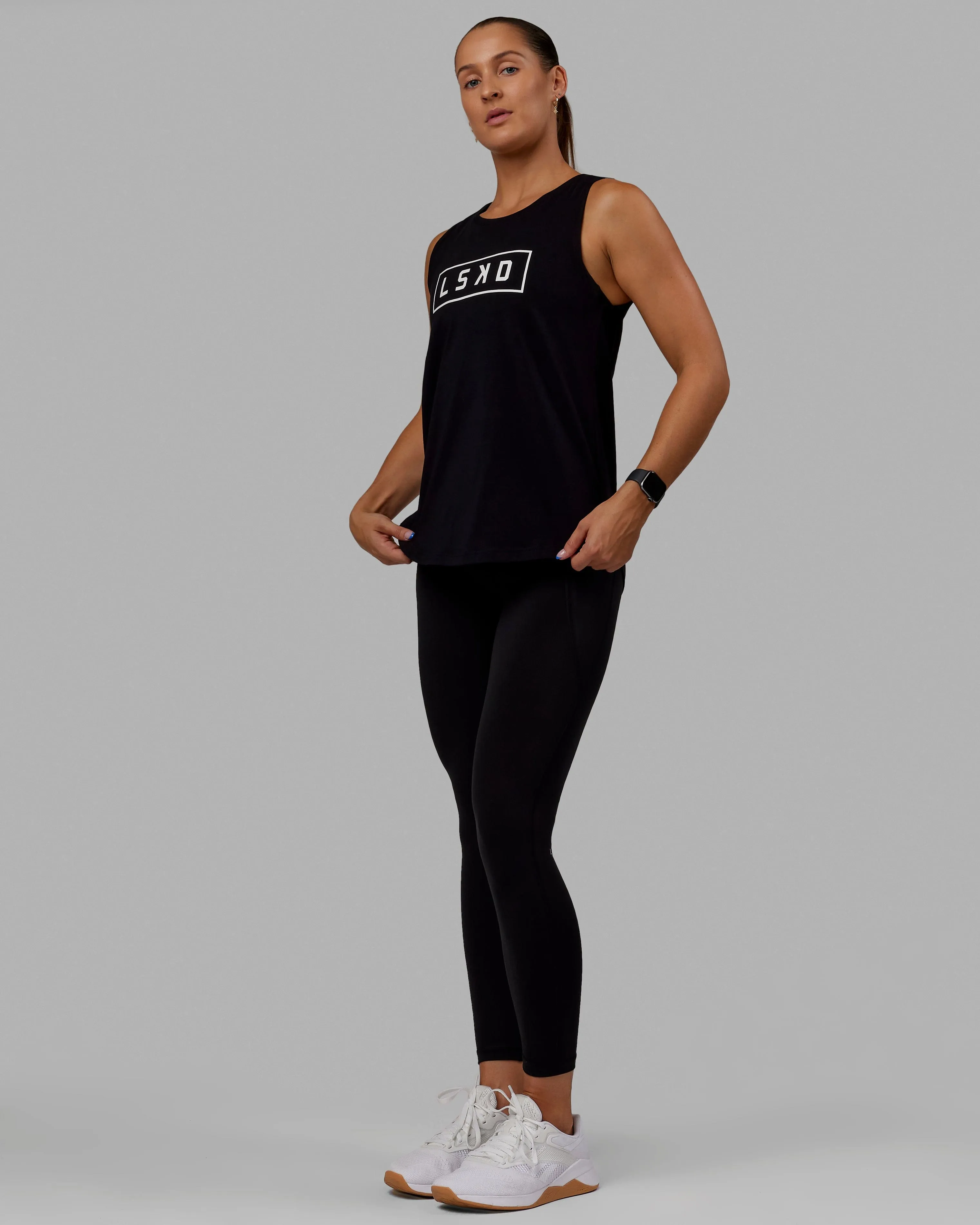Luna FLXCotton Longline Tank - Black-White sold by LSKD product image thumbnail 2