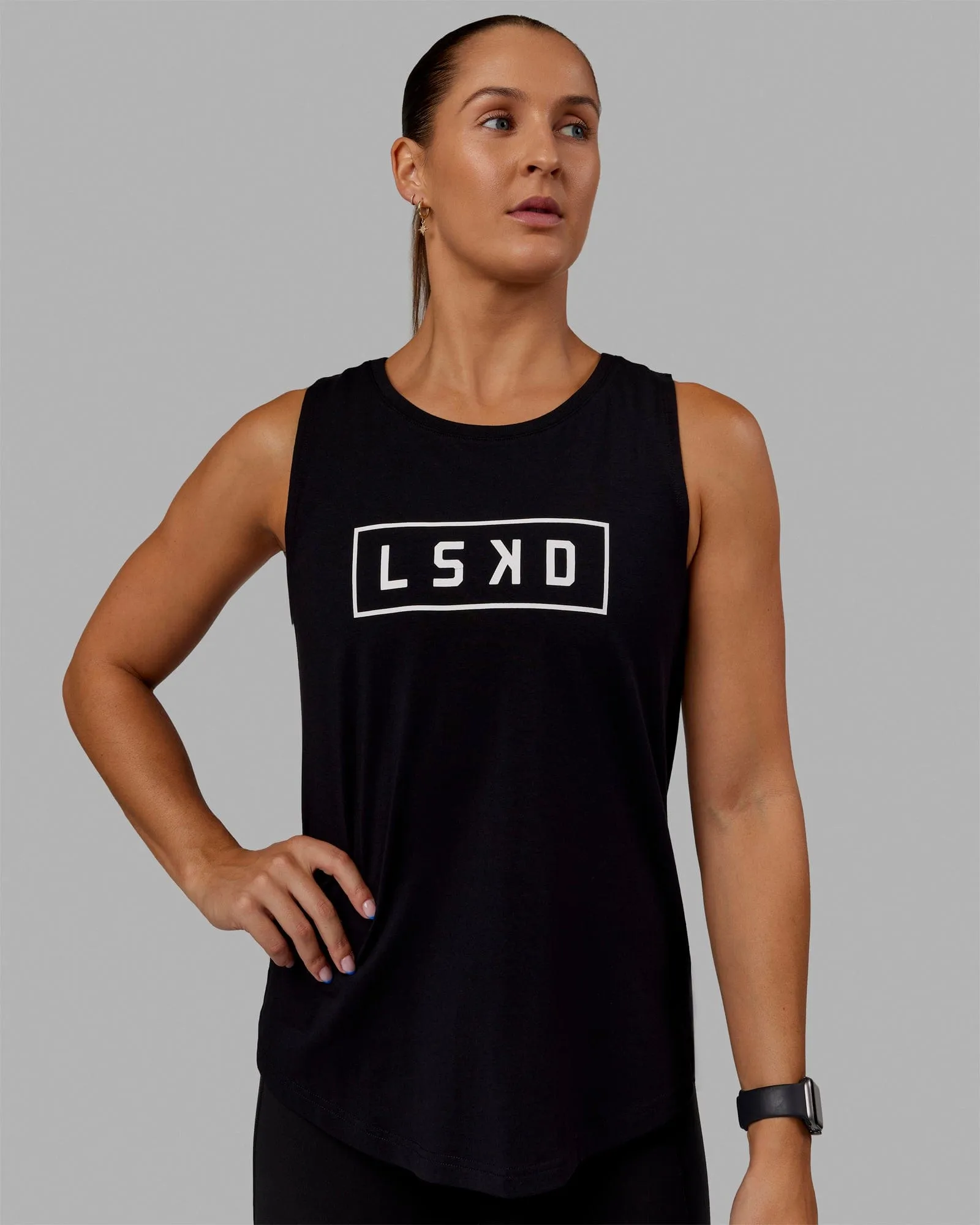 Luna FLXCotton Longline Tank - Black-White sold by LSKD