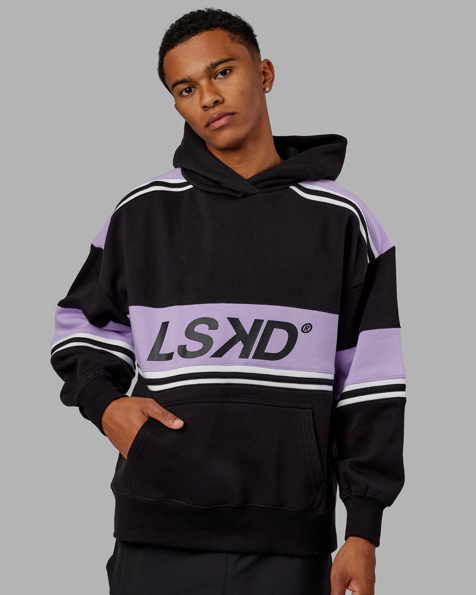 Unisex A-Team Hoodie Oversize - Black-Peak Purple sold by LSKD product image thumbnail 2