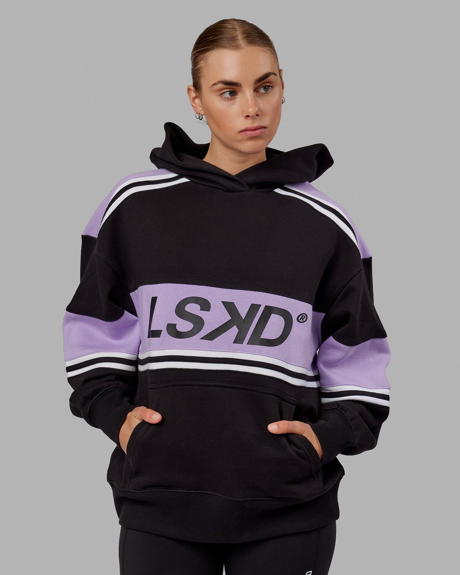 Unisex A-Team Hoodie Oversize - Black-Peak Purple sold by LSKD product image thumbnail 5