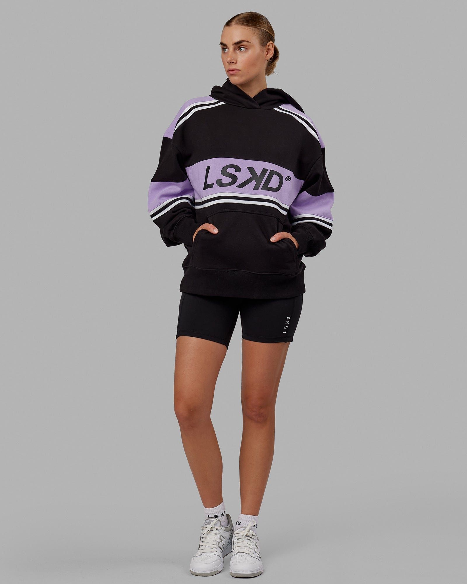 Unisex A-Team Hoodie Oversize - Black-Peak Purple sold by LSKD product image thumbnail 3