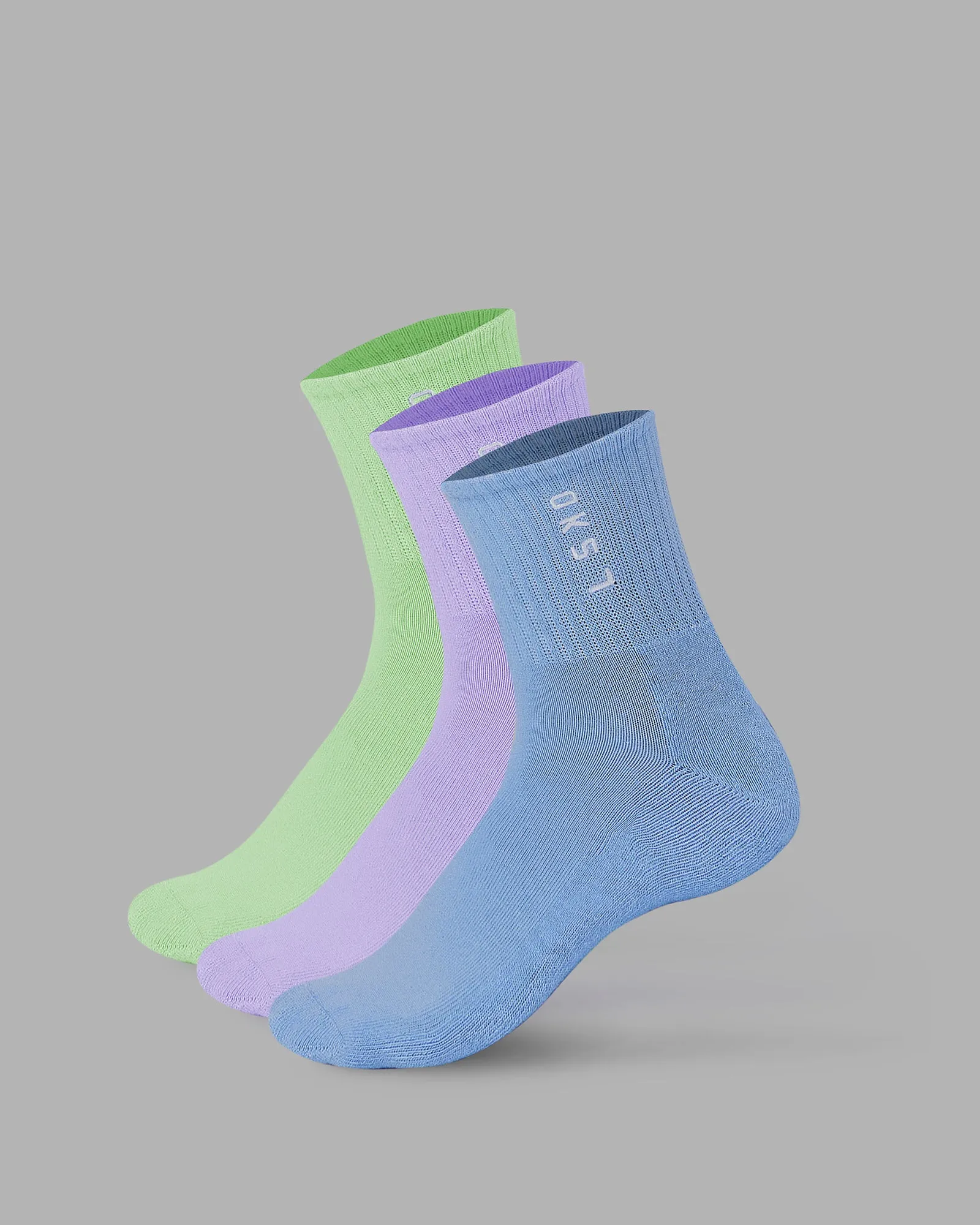 Signal 3 Pack Quarter Socks - Cornflower Blue/Pale Lilac/Green Fig sold by LSKD