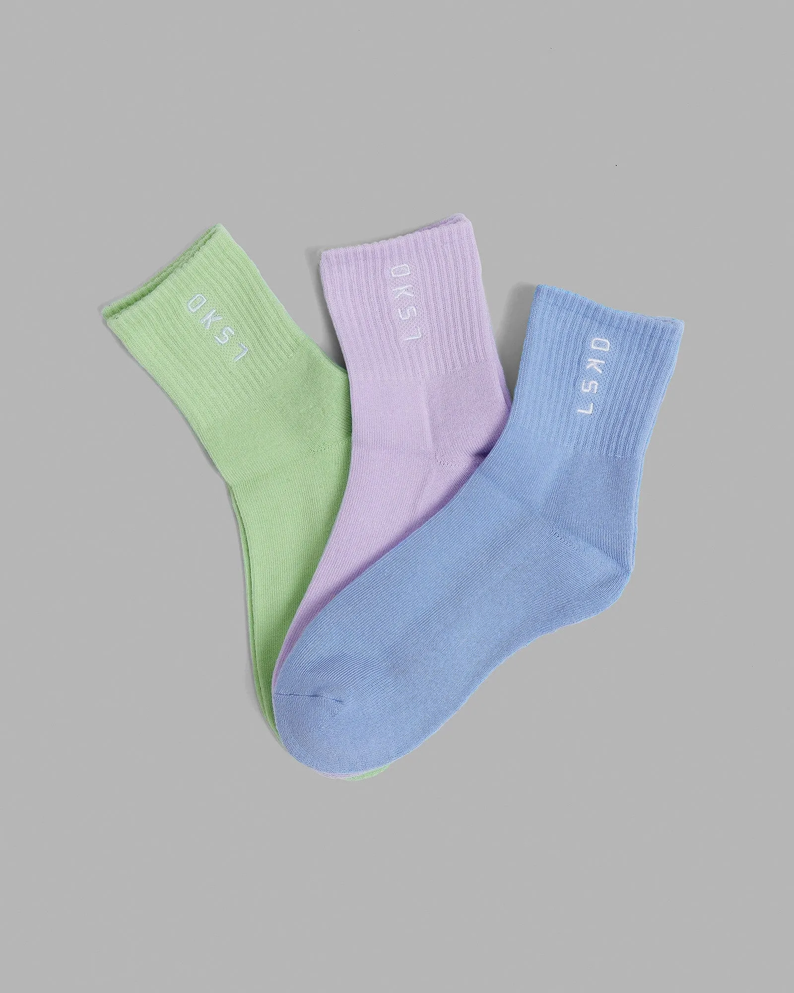 Signal 3 Pack Quarter Socks - Cornflower Blue/Pale Lilac/Green Fig sold by LSKD product image thumbnail 5