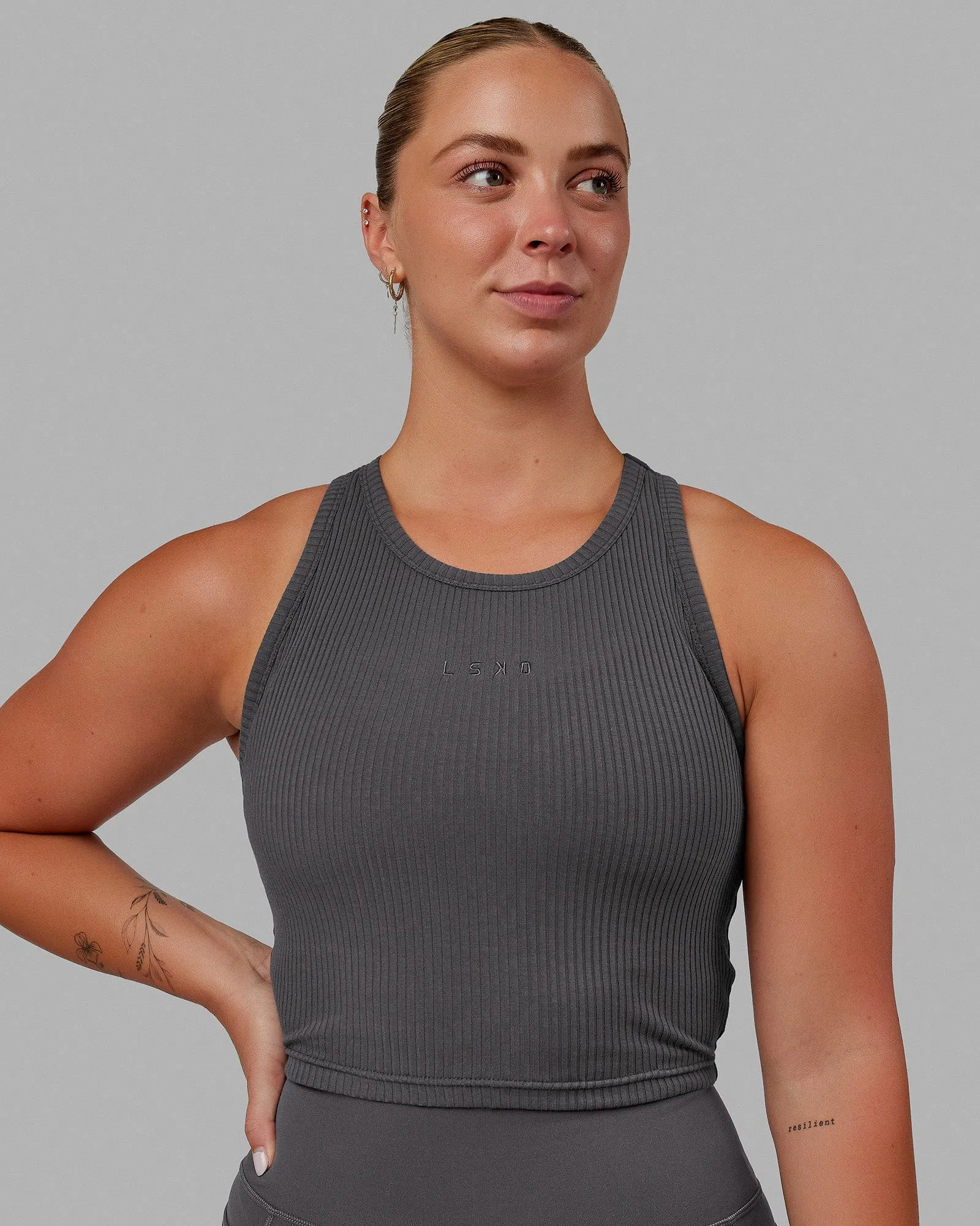 Squad Ribbed Tank - Dark Storm sold by LSKD