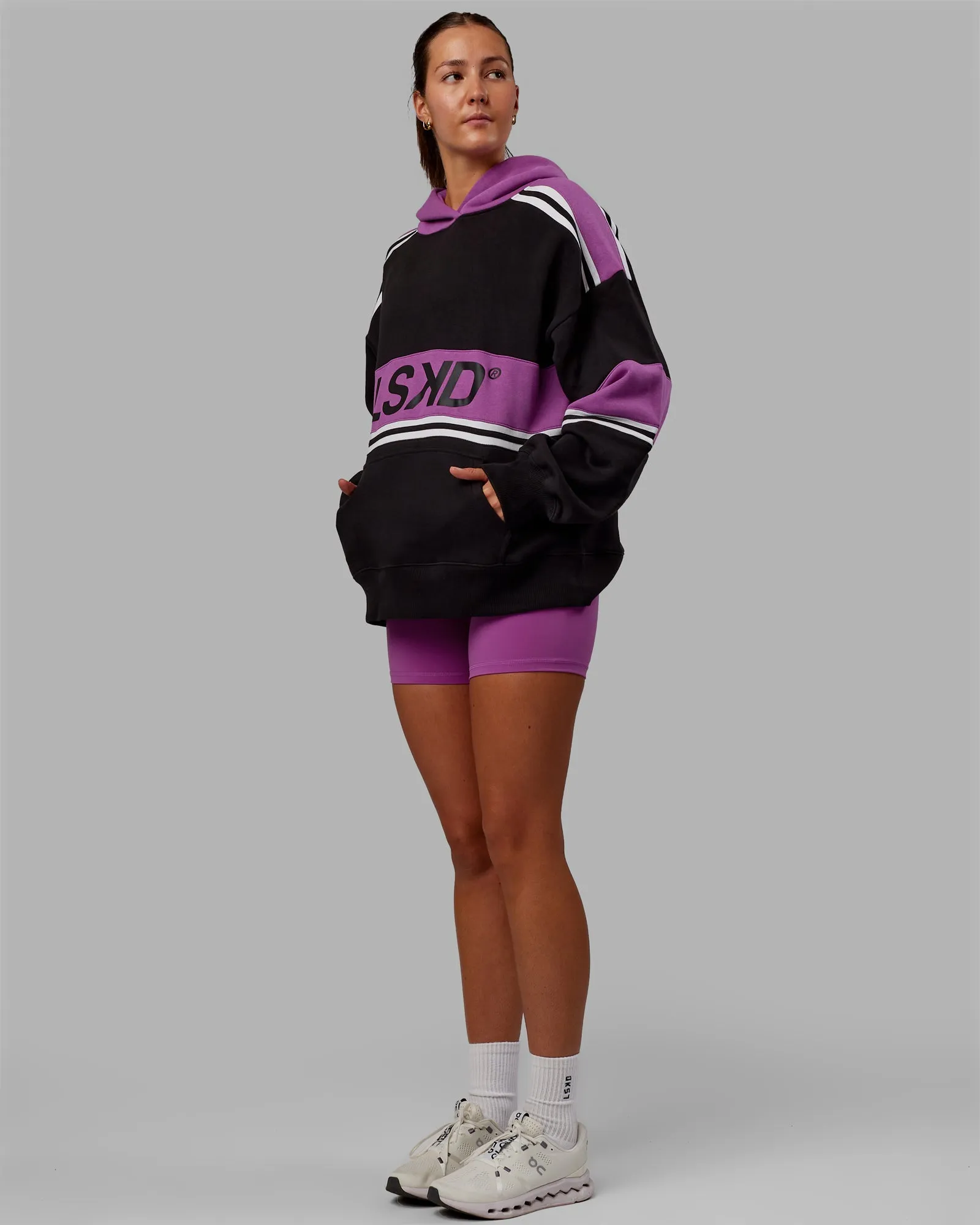 Unisex A-Team Hoodie Oversize - Black-Hyper Violet sold by LSKD product image thumbnail 3