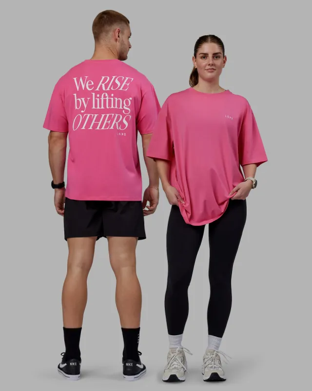 Unisex Lift-Up FLXCotton Tee Oversize - Carmine Rose-White sold by LSKD
