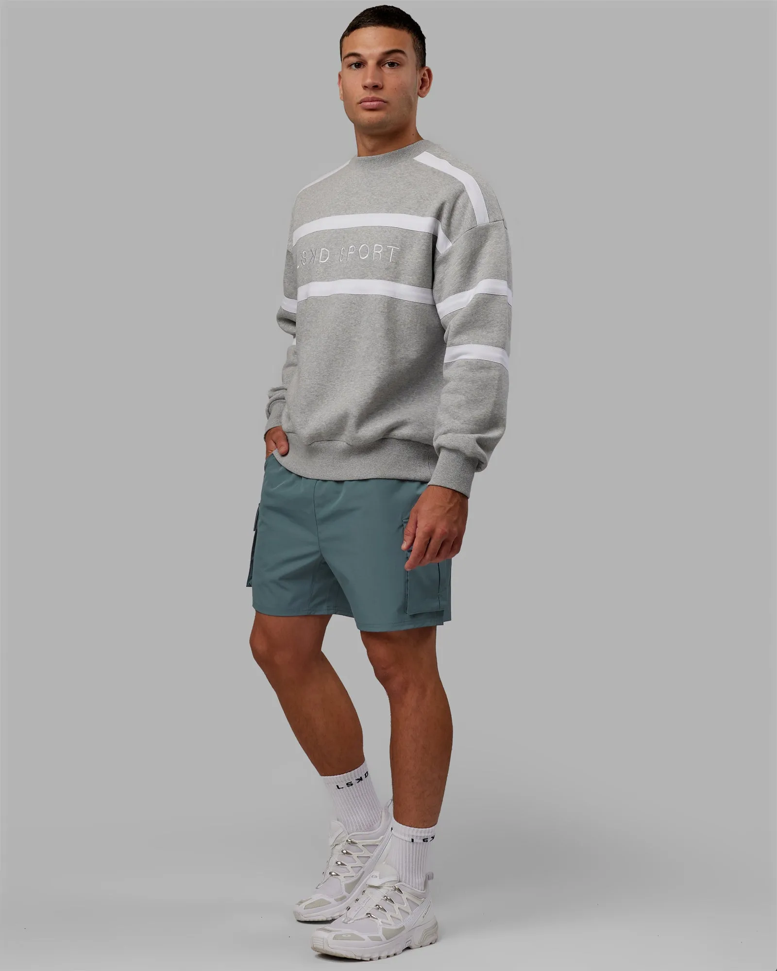 Collateral Sweater Oversize - Light Grey Marl-White sold by LSKD product image thumbnail 3