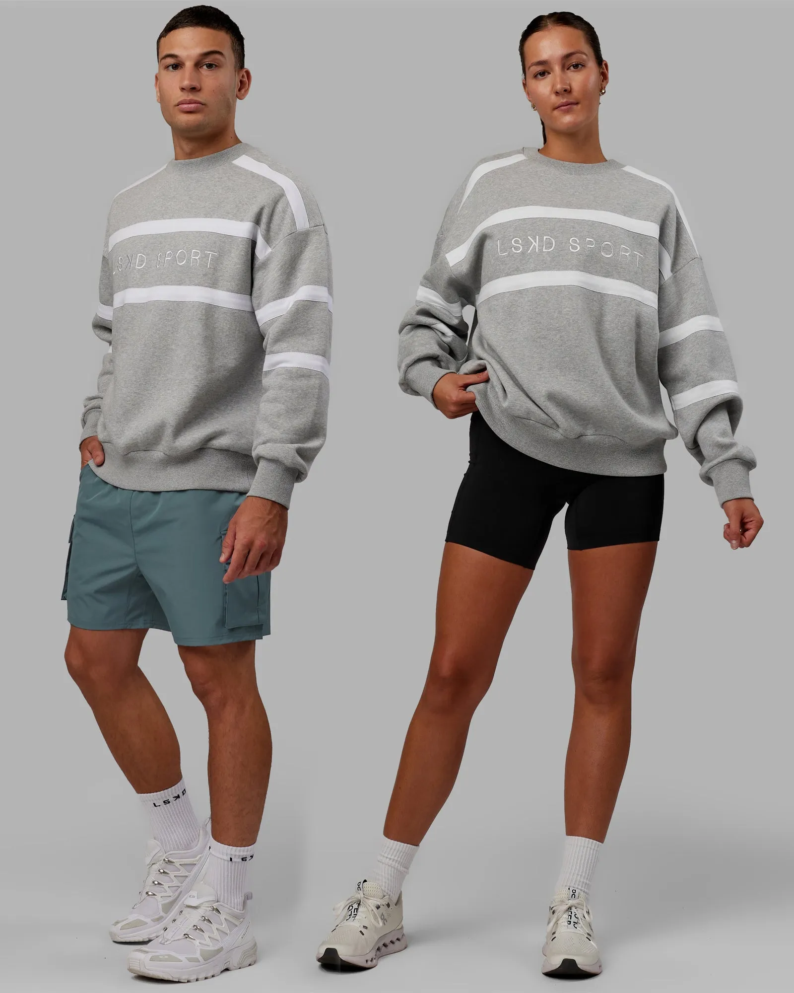Collateral Sweater Oversize - Light Grey Marl-White sold by LSKD